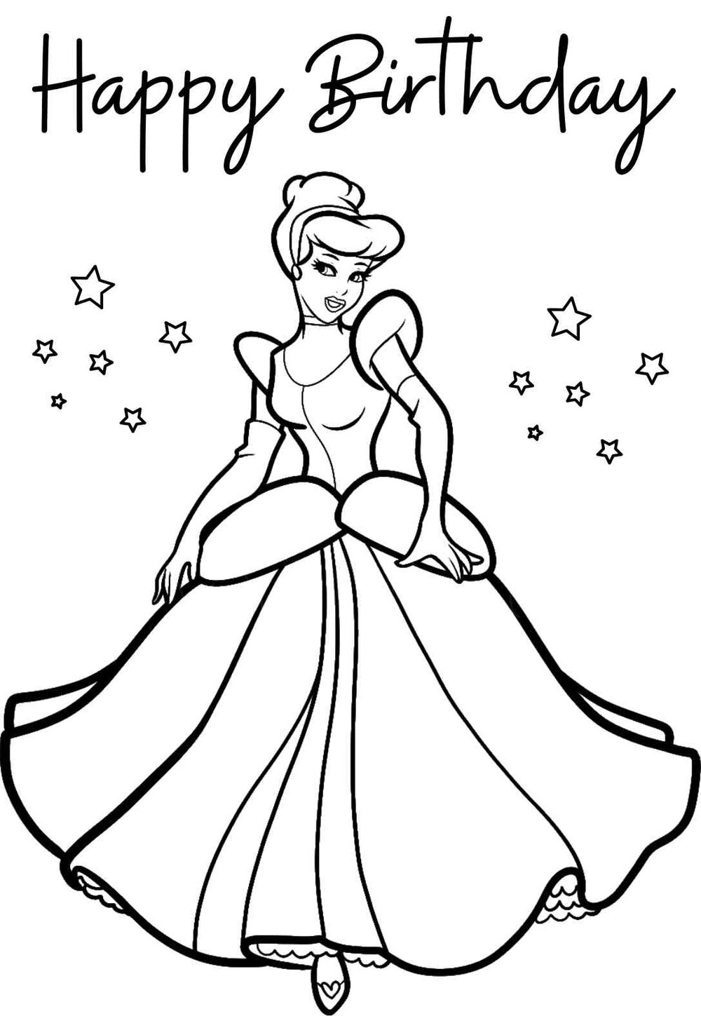 11 beautiful princess birthday coloring pages cards free printbirthday cards
