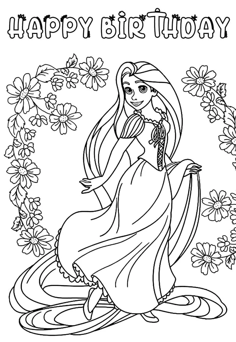 11 Beautiful Princess Birthday Coloring Pages &amp; Cards (free ...