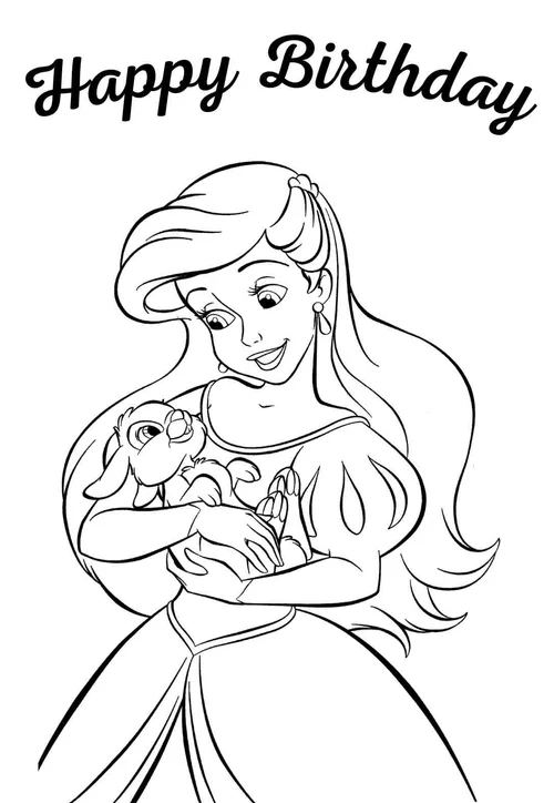 11 Beautiful Princess Birthday Coloring Pages & Cards (free ...