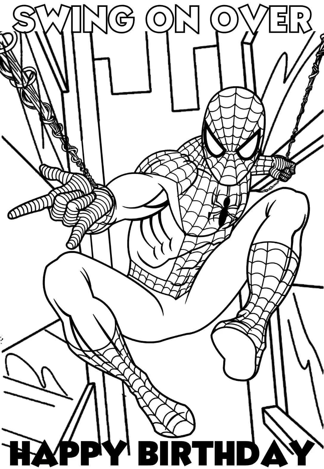 12 Spectacular Spiderman Birthday Coloring Pages & Cards (free ...