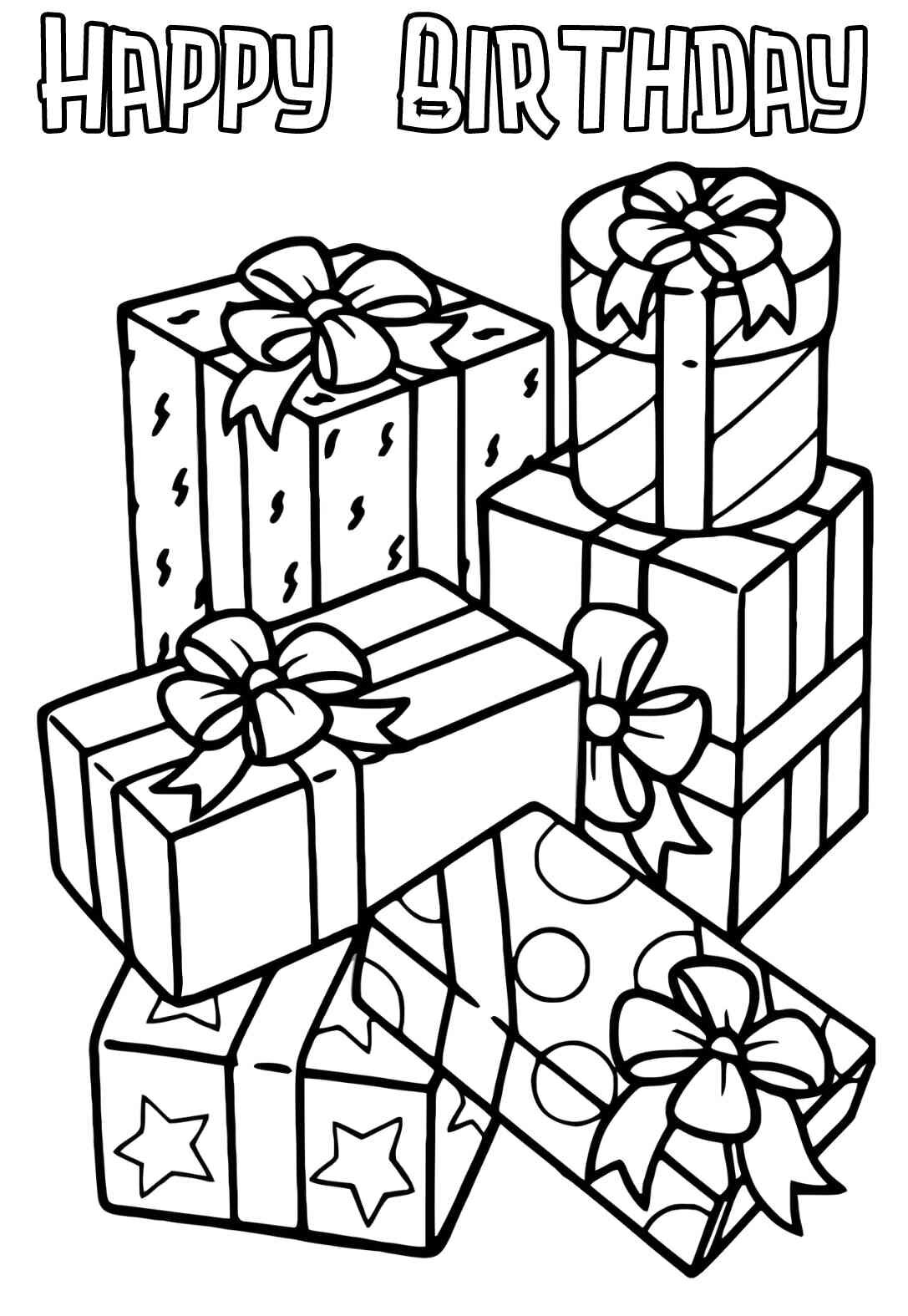 Birthday Present Coloring Pages & Cards — PRINTBIRTHDAY.CARDS
