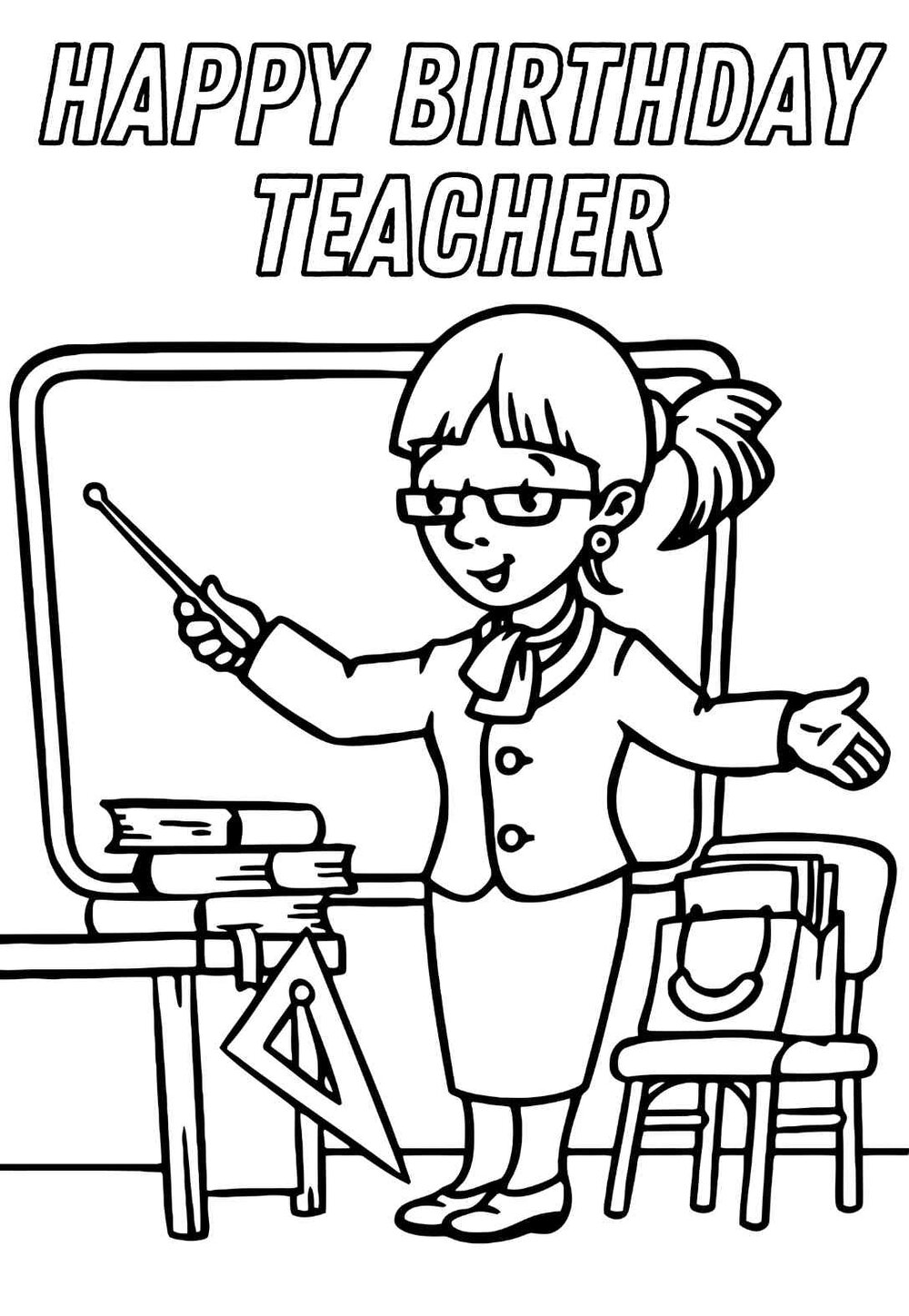 Happy Birthday Teacher Coloring Pages Printbirthdaycards