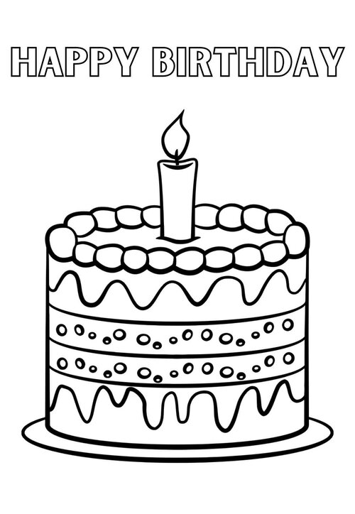 7 Beautiful Coloring Pages of Birthday Cakes + Printable Cards ...