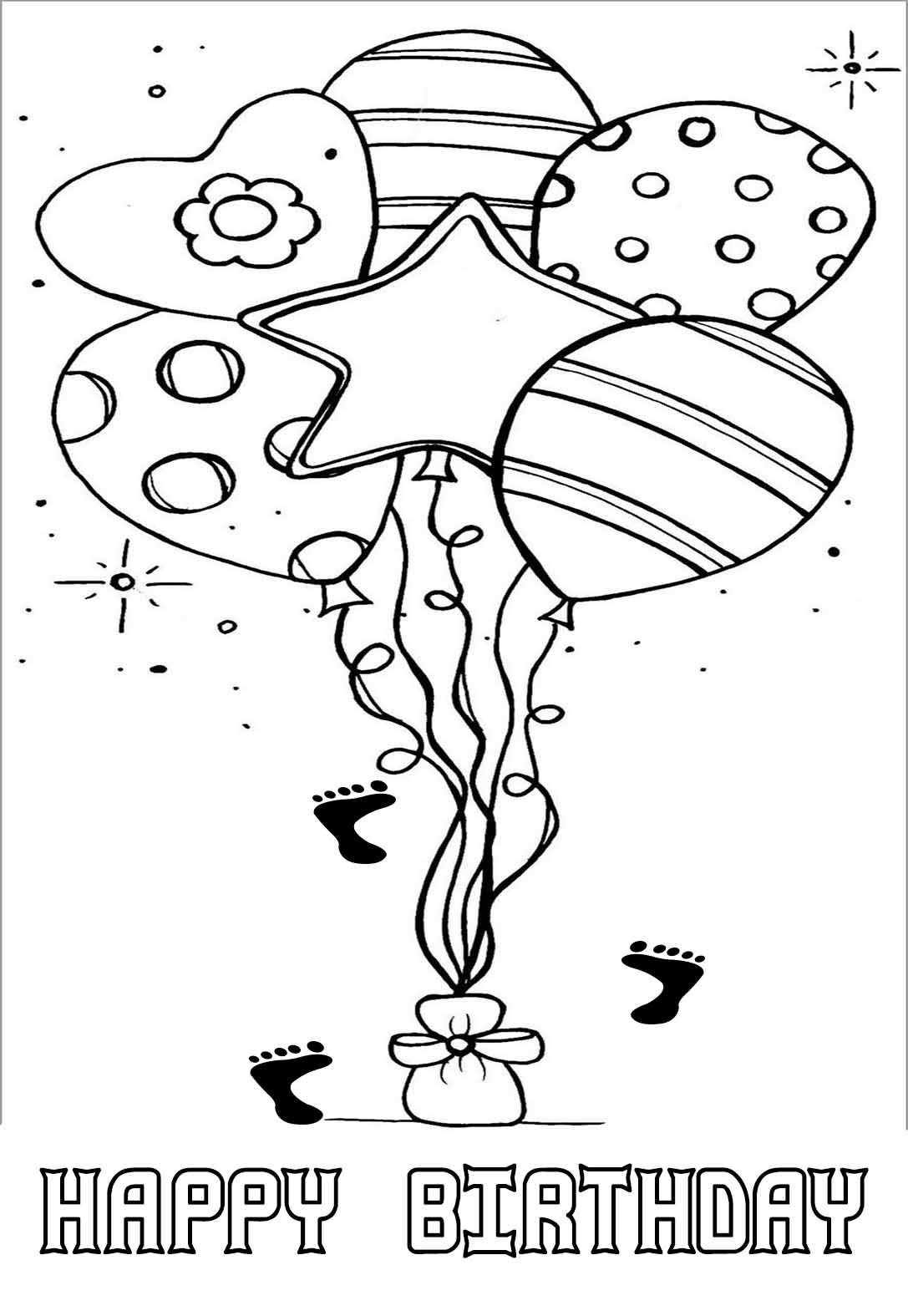 Fabulous Coloring Pages of Birthday Balloons + Cards (free ...