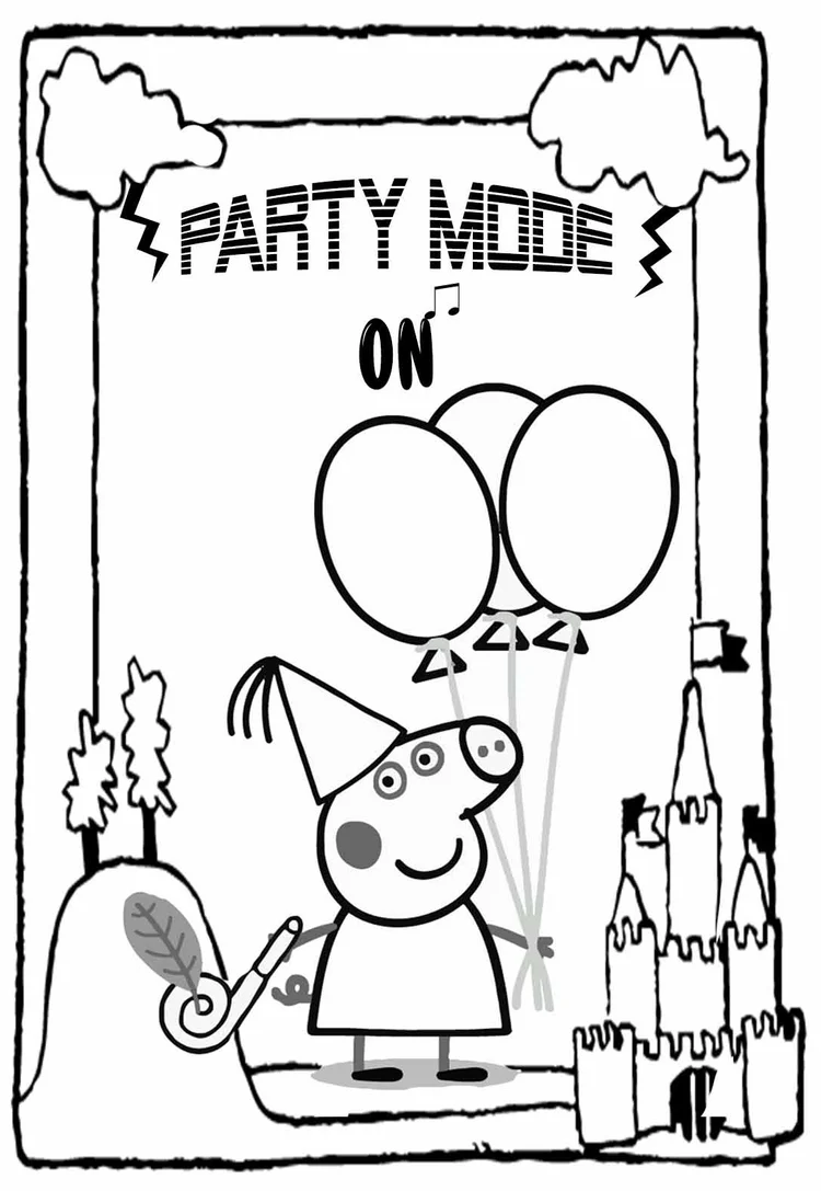 4 Peppa Pig Themed Birthday Coloring Pages &amp; Cards (free ...
