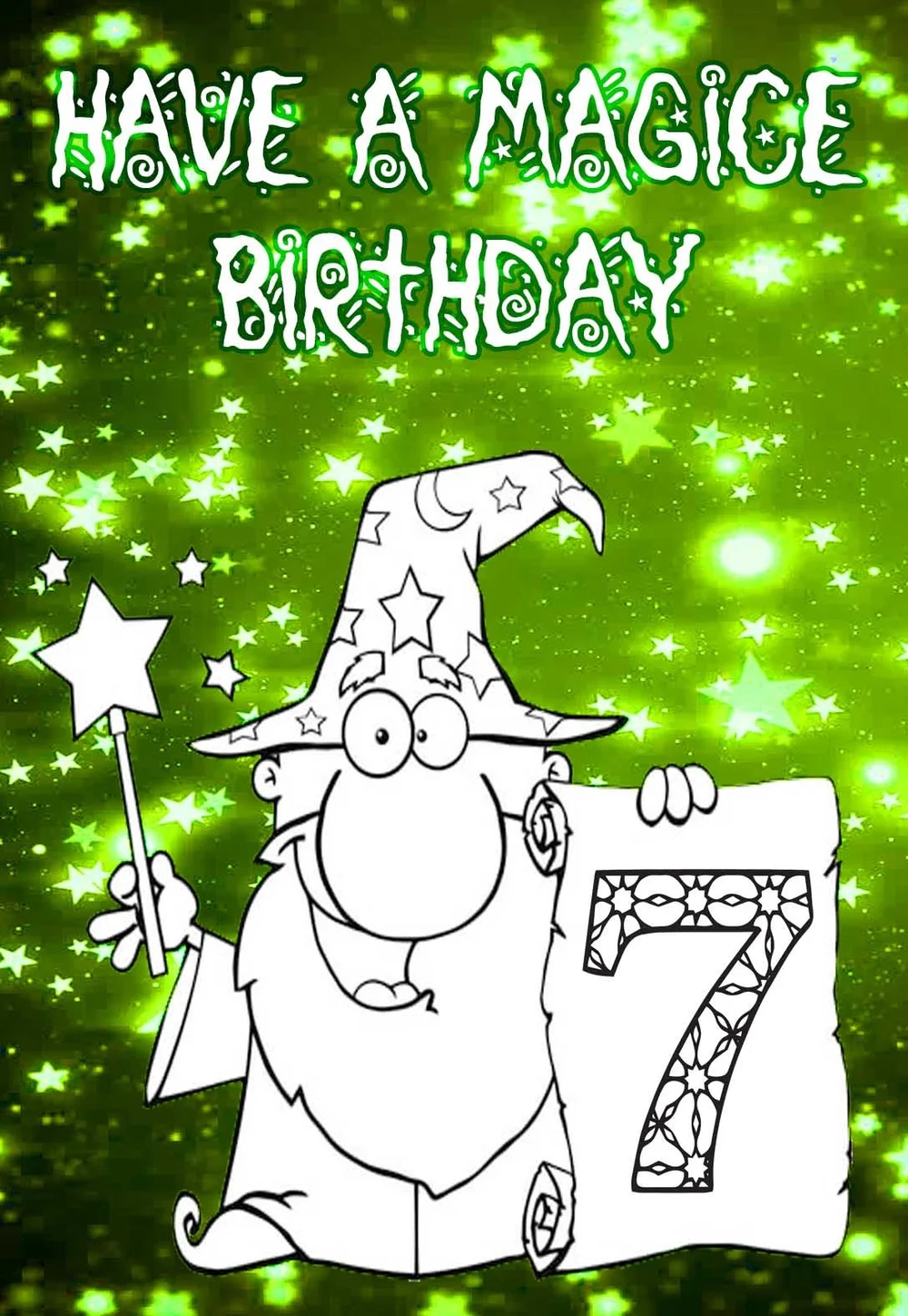 7th Birthday Coloring Pages &amp; Cards (free) — PRINTBIRTHDAY.CARDS