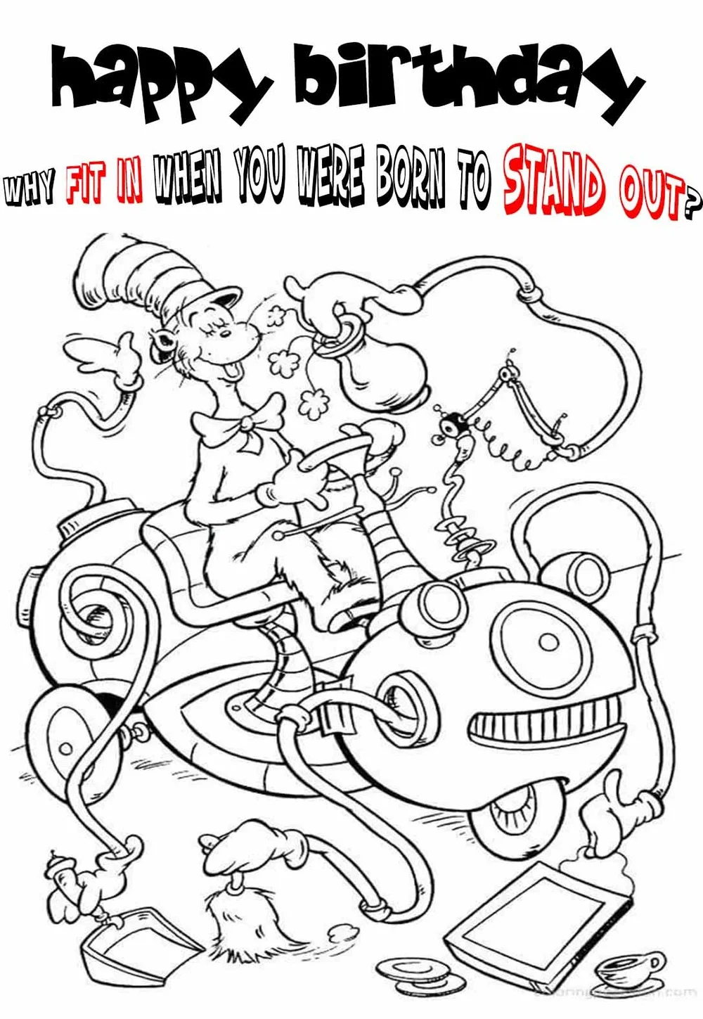 Dr Seuss Birthday Coloring Pages &amp; Cards — PRINTBIRTHDAY.CARDS
