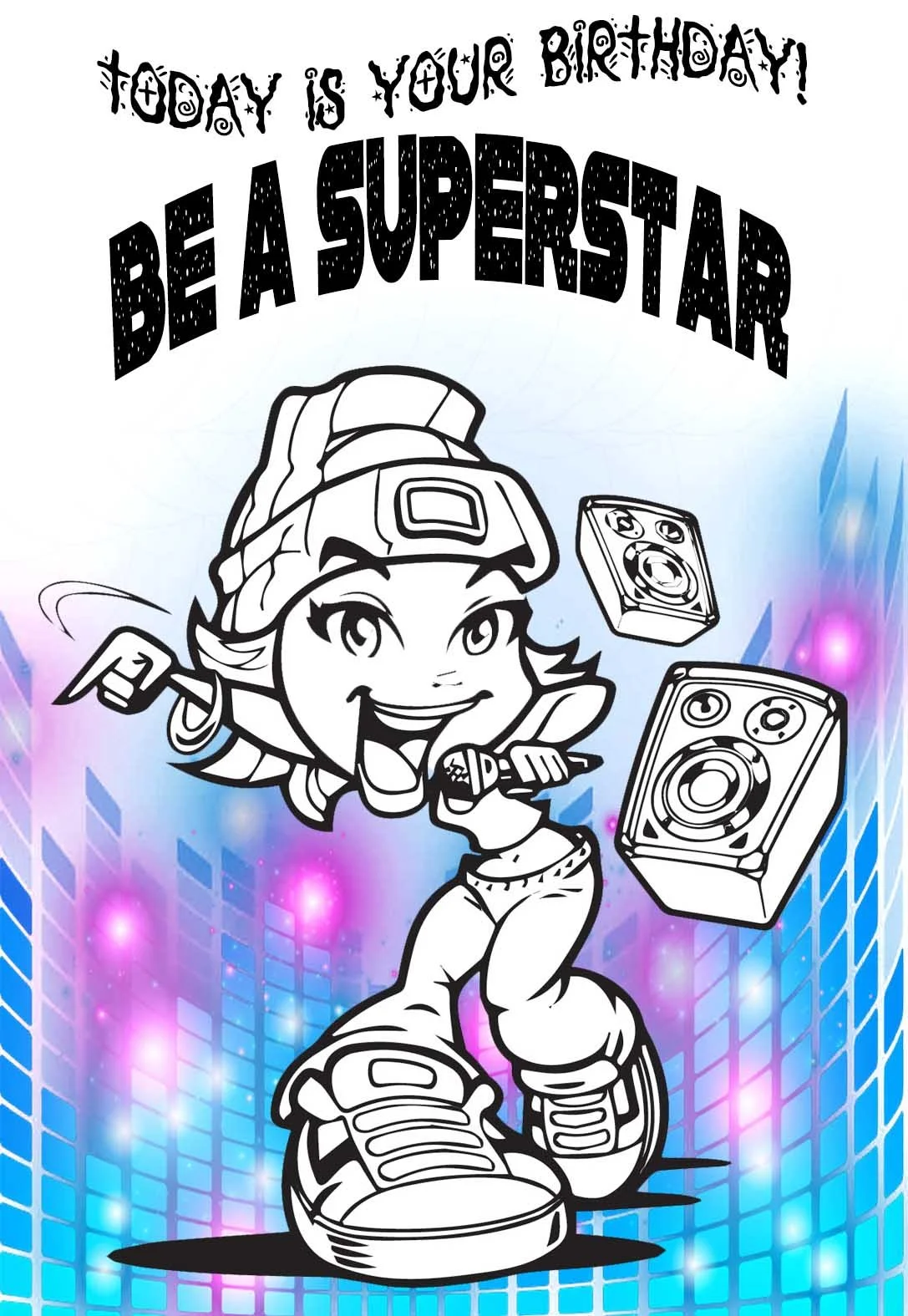Birthday Girl - Coloring Pages &amp; Cards (free) — PRINTBIRTHDAY.CARDS
