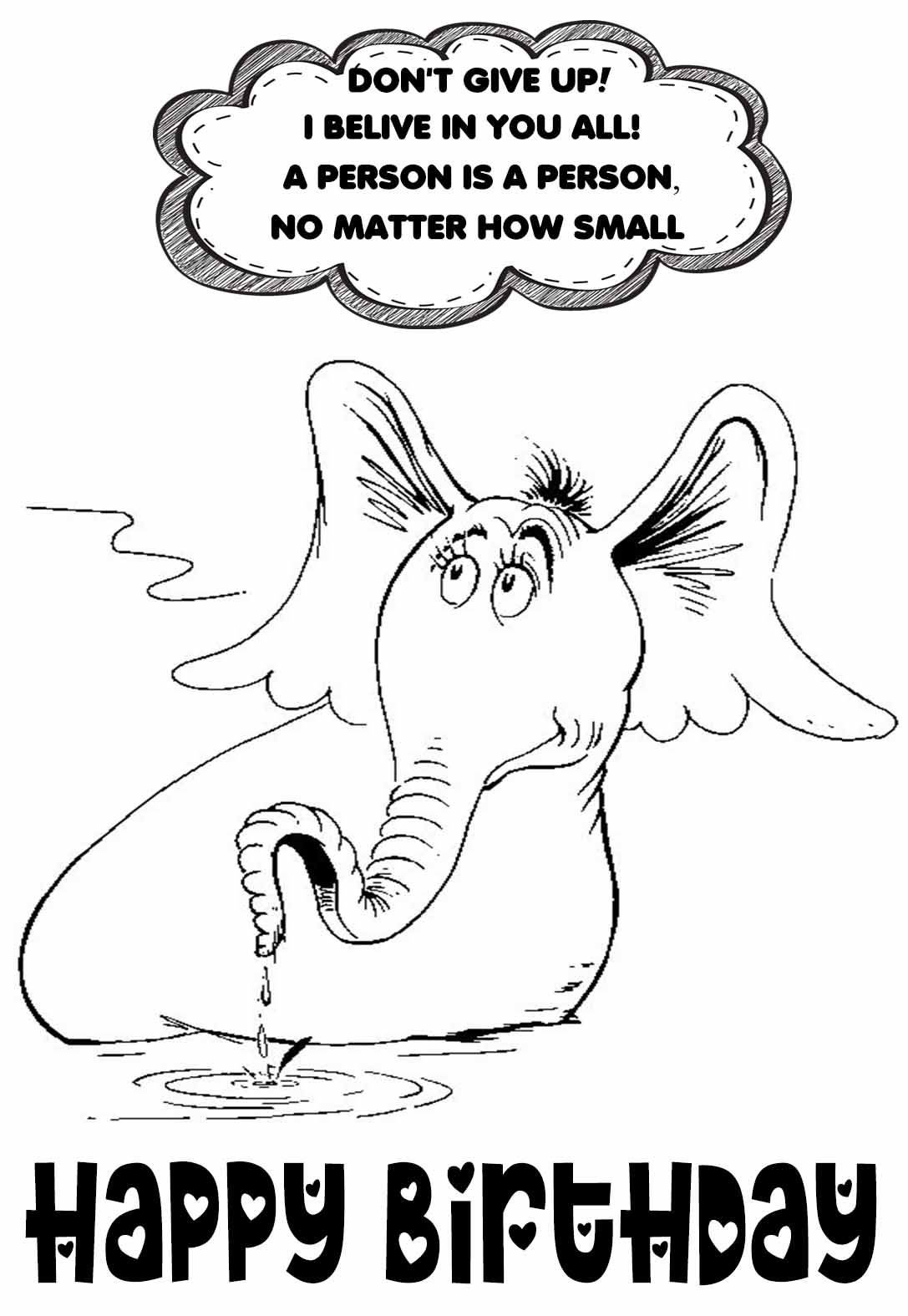 Dr Seuss Birthday Coloring Pages &amp; Cards — PRINTBIRTHDAY.CARDS