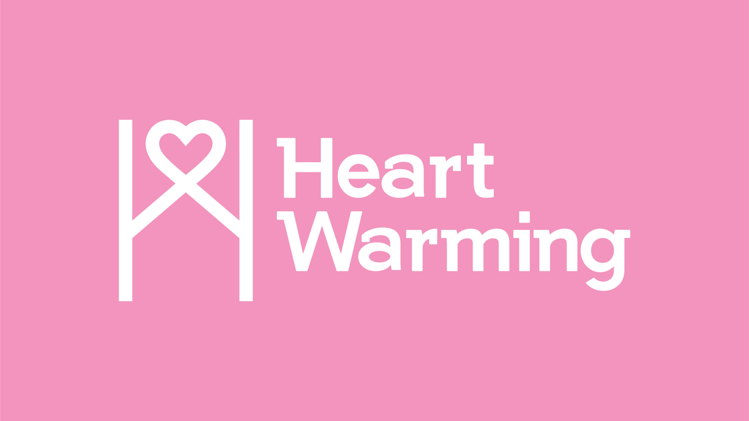 The logo in white on pink.