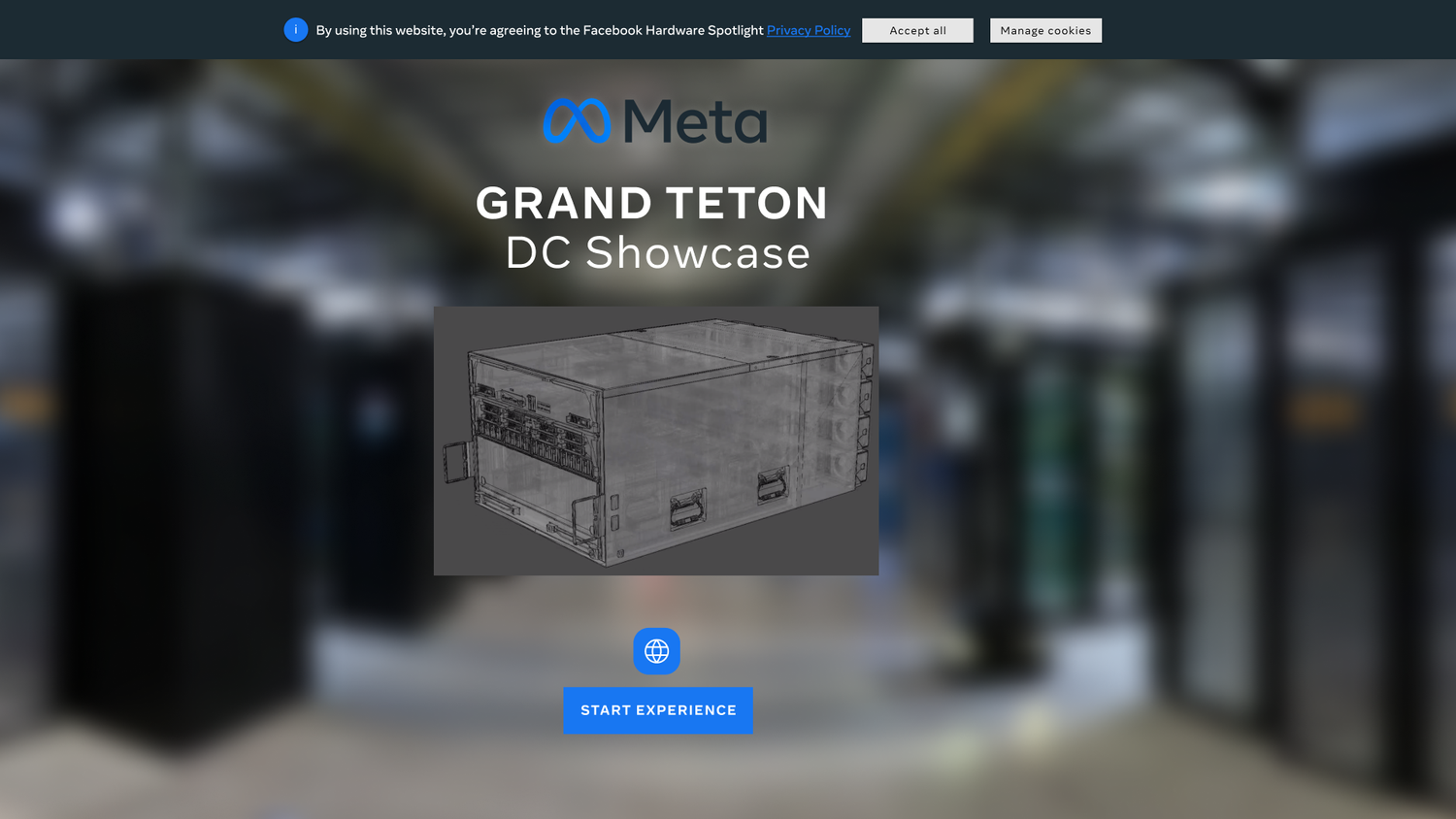 Grand Teton DC Showcase start screen with the server and a start button.