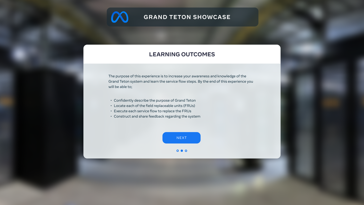 Learning outcomes panel listing what engineers will be able to do by the end of the experience.