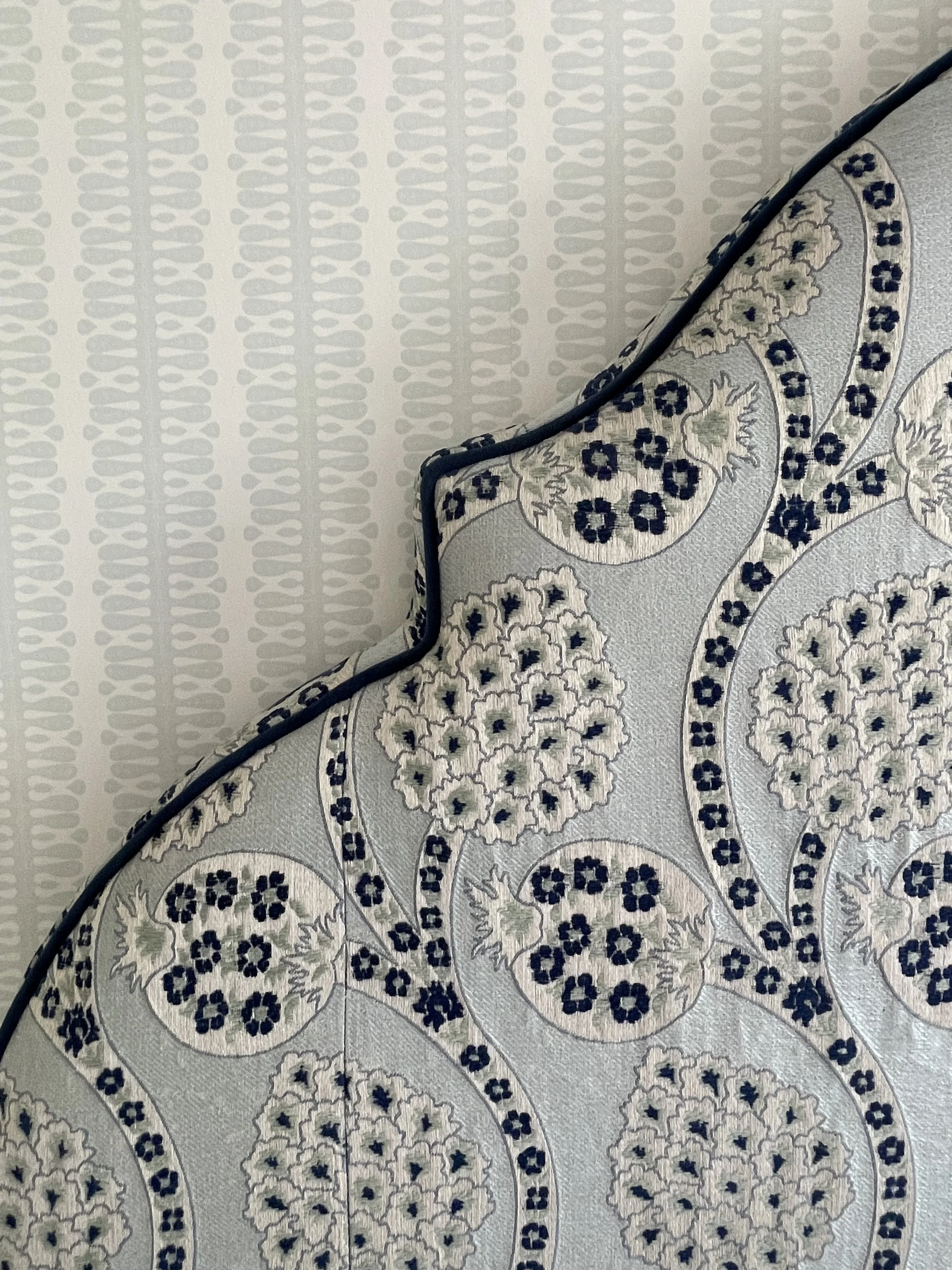 Bedroom wallpaper, bedhead design and fabrics