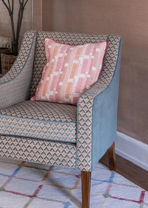 Armchair fabric, piping and legs