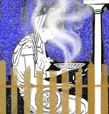 The oracle at Delphi and the wooden wall.