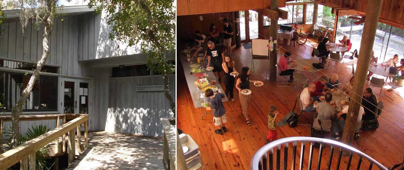 Great architecture and a warm, open dining hall.