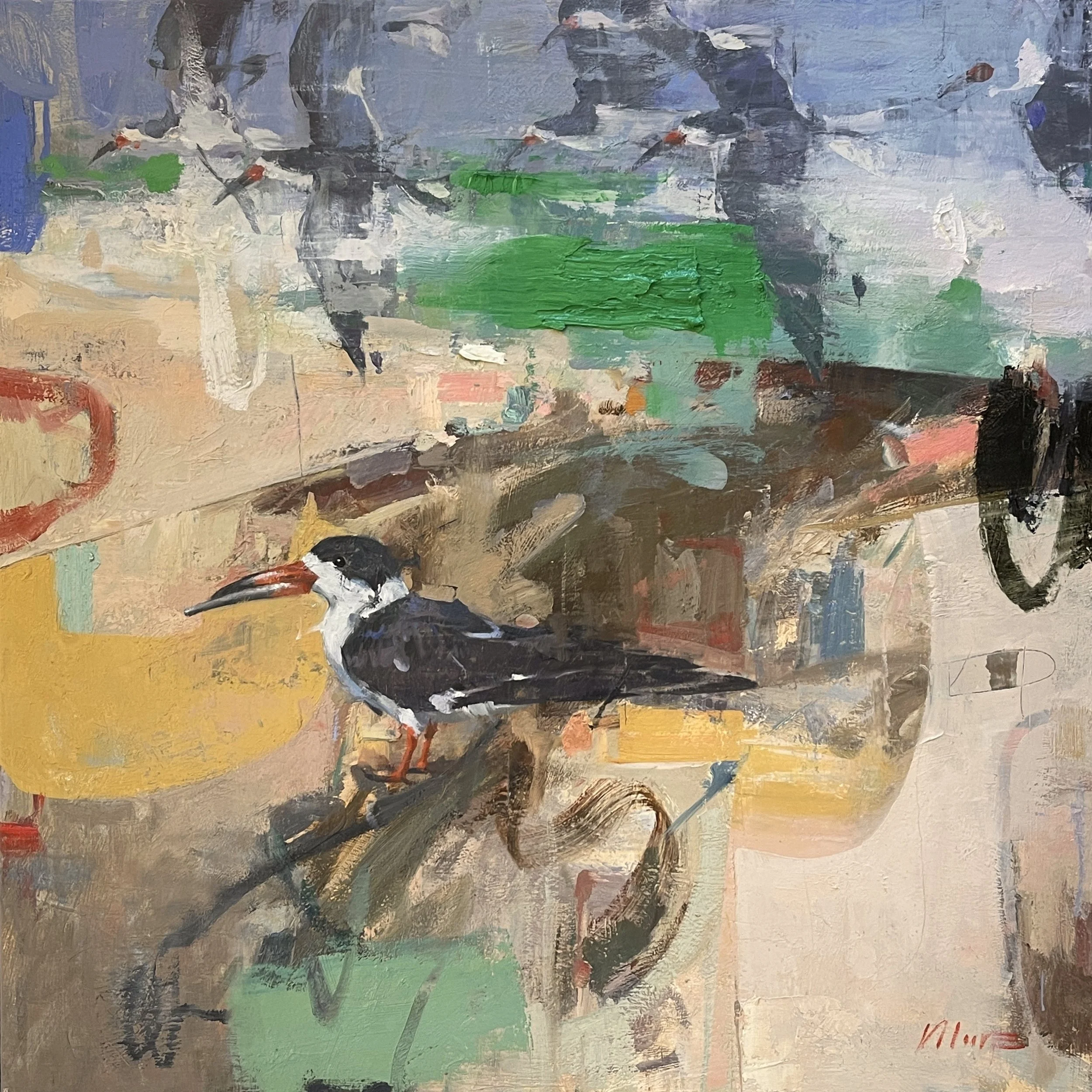 Skimmers, 30x30 oil on wood