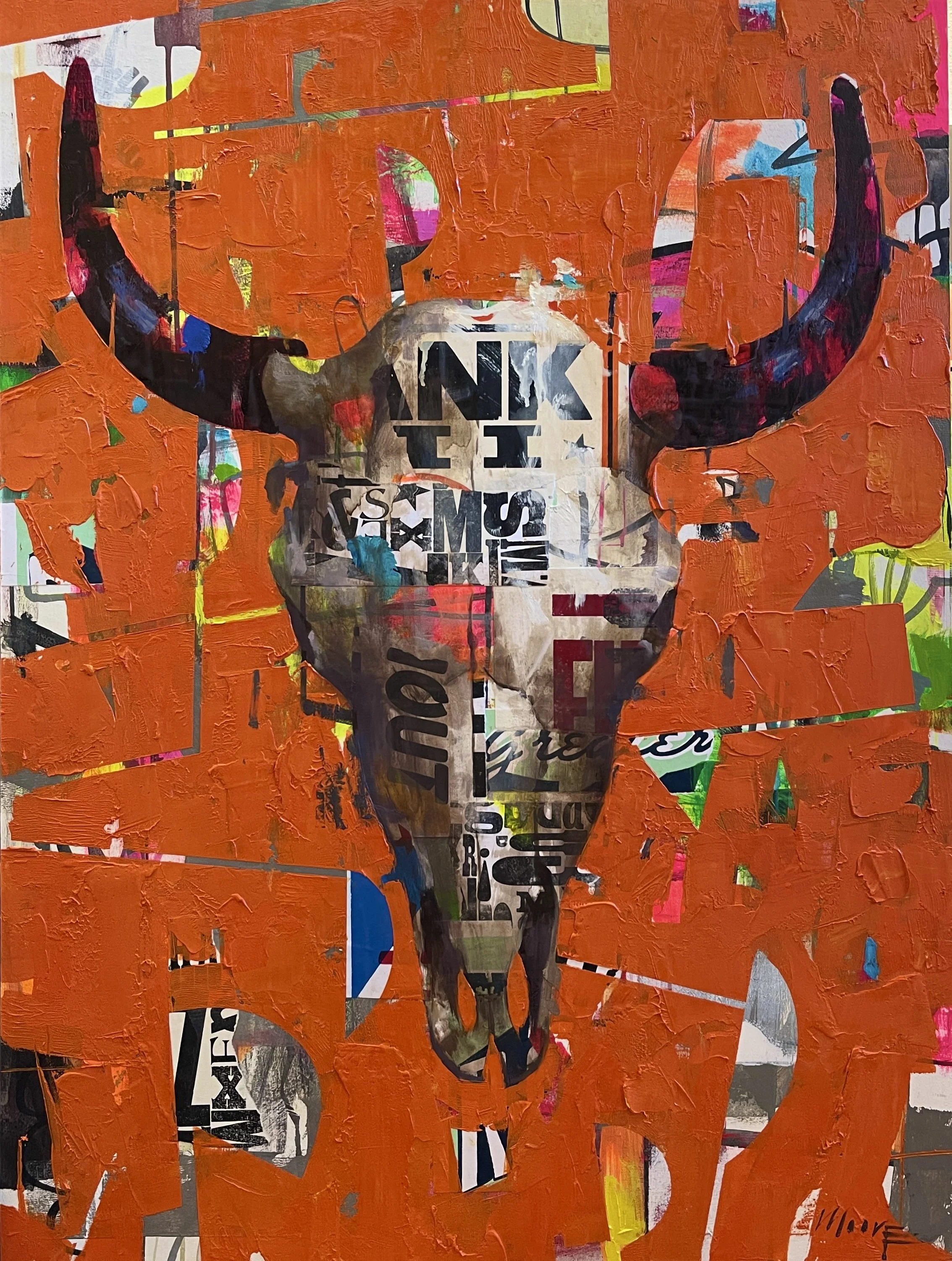Skull on orange ground, sold