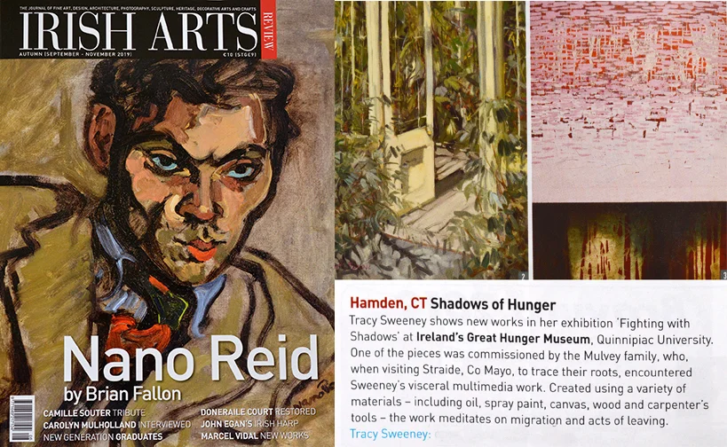 Irish Arts Review feature on Tracy Sweeney’s Fighting With Shadows exhibition at Ireland’s Great Hunger Museum, 2019.