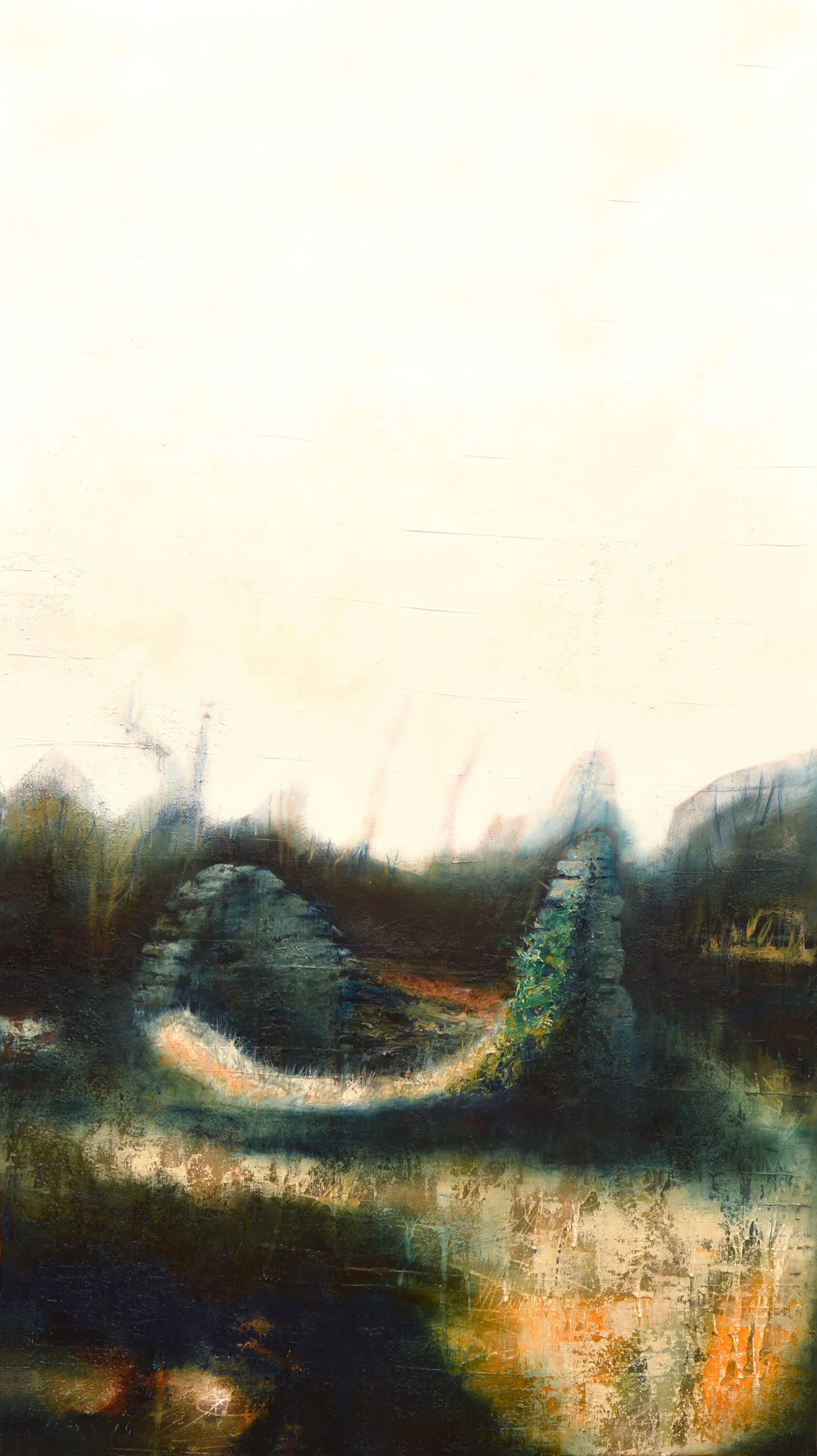 Abandoned, 2019, oils on wood, by Tracy Sweeney