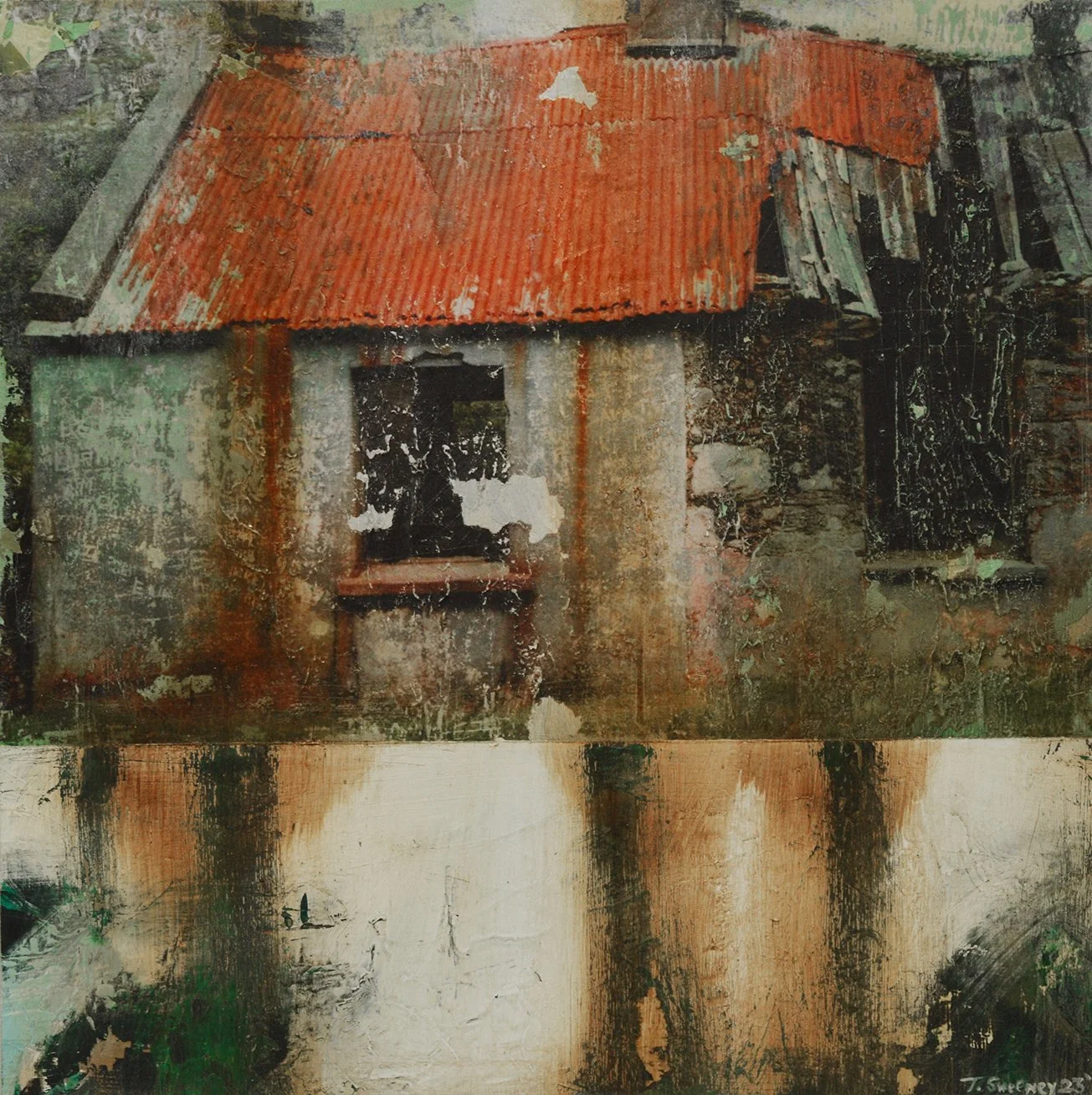 Latitudes of Home, 2019, Oils and Mixed Media on Wood, by Tracy Sweeney