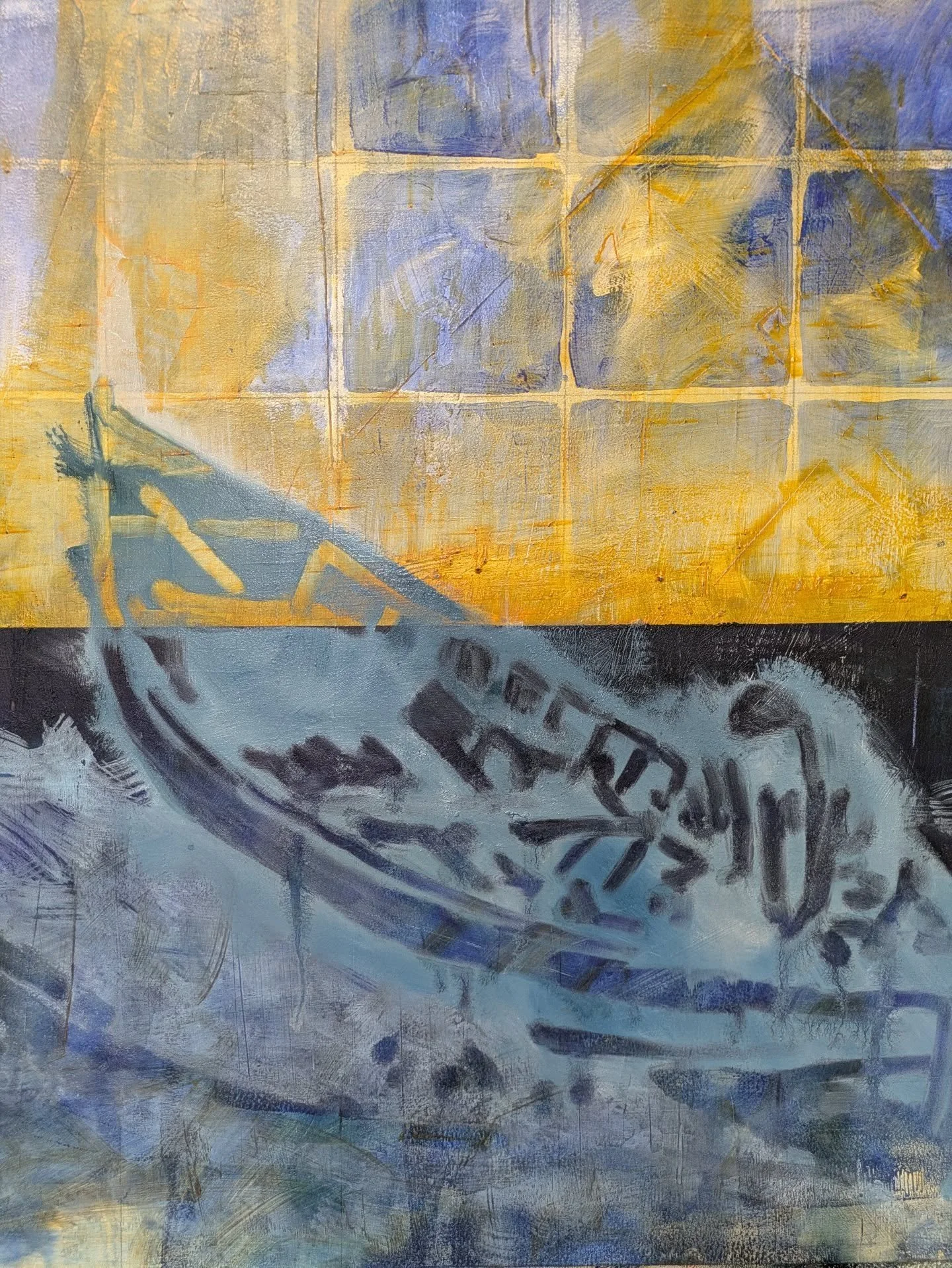 The beginning of a new painting....#boatlife #bluepainting #tracysweeneyartist #irishabstractart