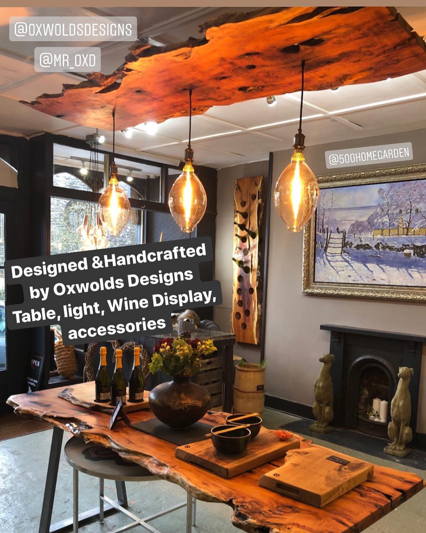 Designed &amp; Handcrafted Oxwolds Designs Light, table, wine display, accessories all beautifully dressed @gallery500feet @500homegarden so many fabulous statement pieces from many artists, designers, makers......it&rsquo;s a must visit when your in