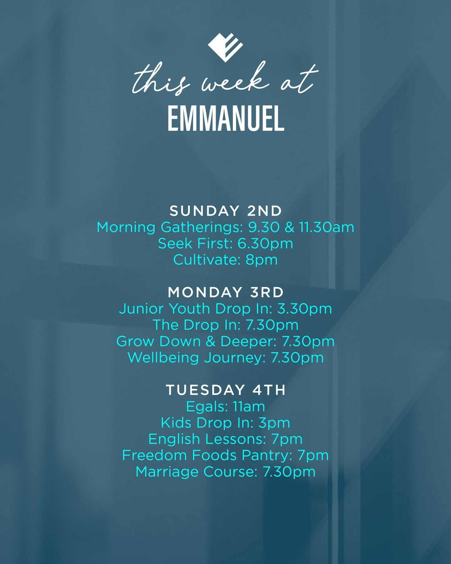 Check out what is happening this week at Emmanuel Lurgan!