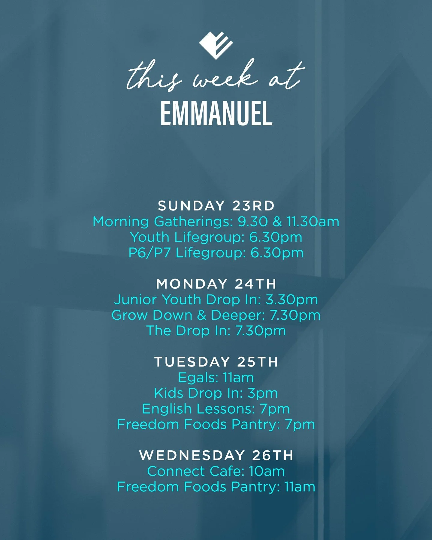 Check out what is happening this week at Emmanuel Lurgan!