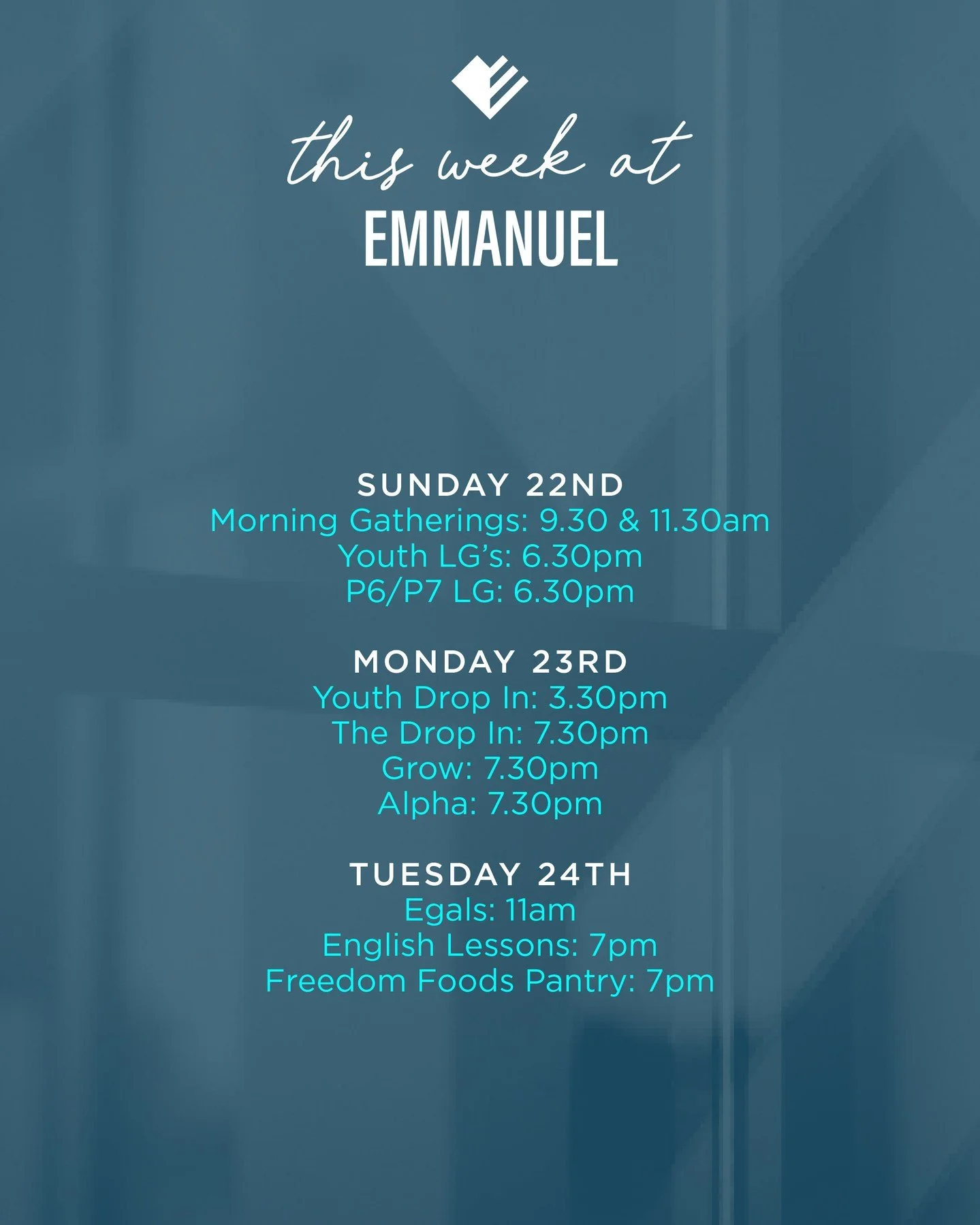 Check out what is happening this week at Emmanuel Lurgan!