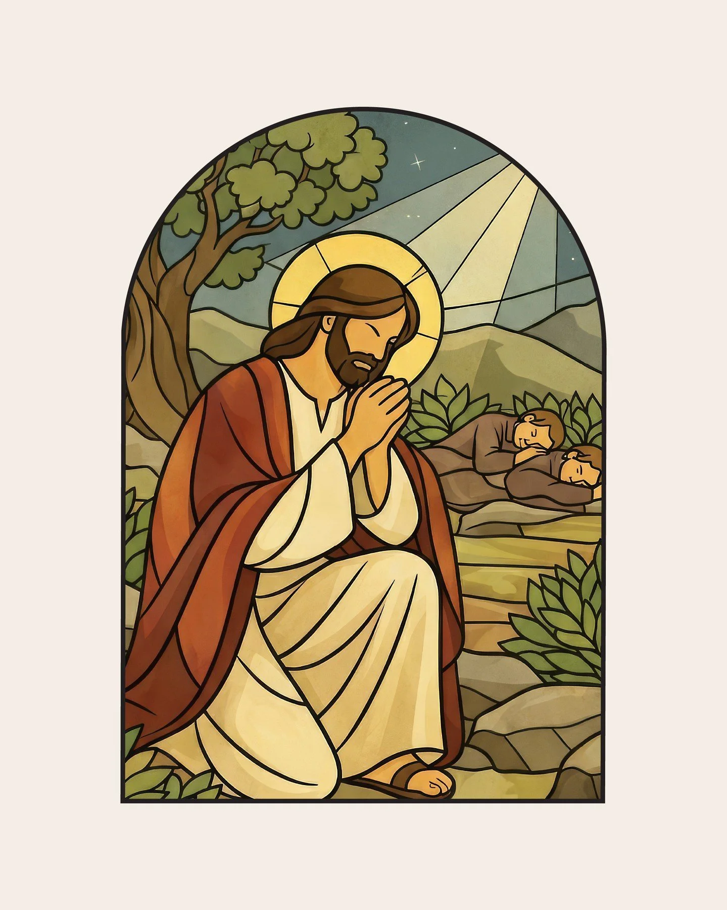 The Garden of Gethsemane.

We reflect on Jesus in the garden, in a place of deep sorrow and surrender, we witness His humanity and His obedience, choosing the Father&rsquo;s will even in the face of suffering.

&ldquo;My Father, if it is possible, ma