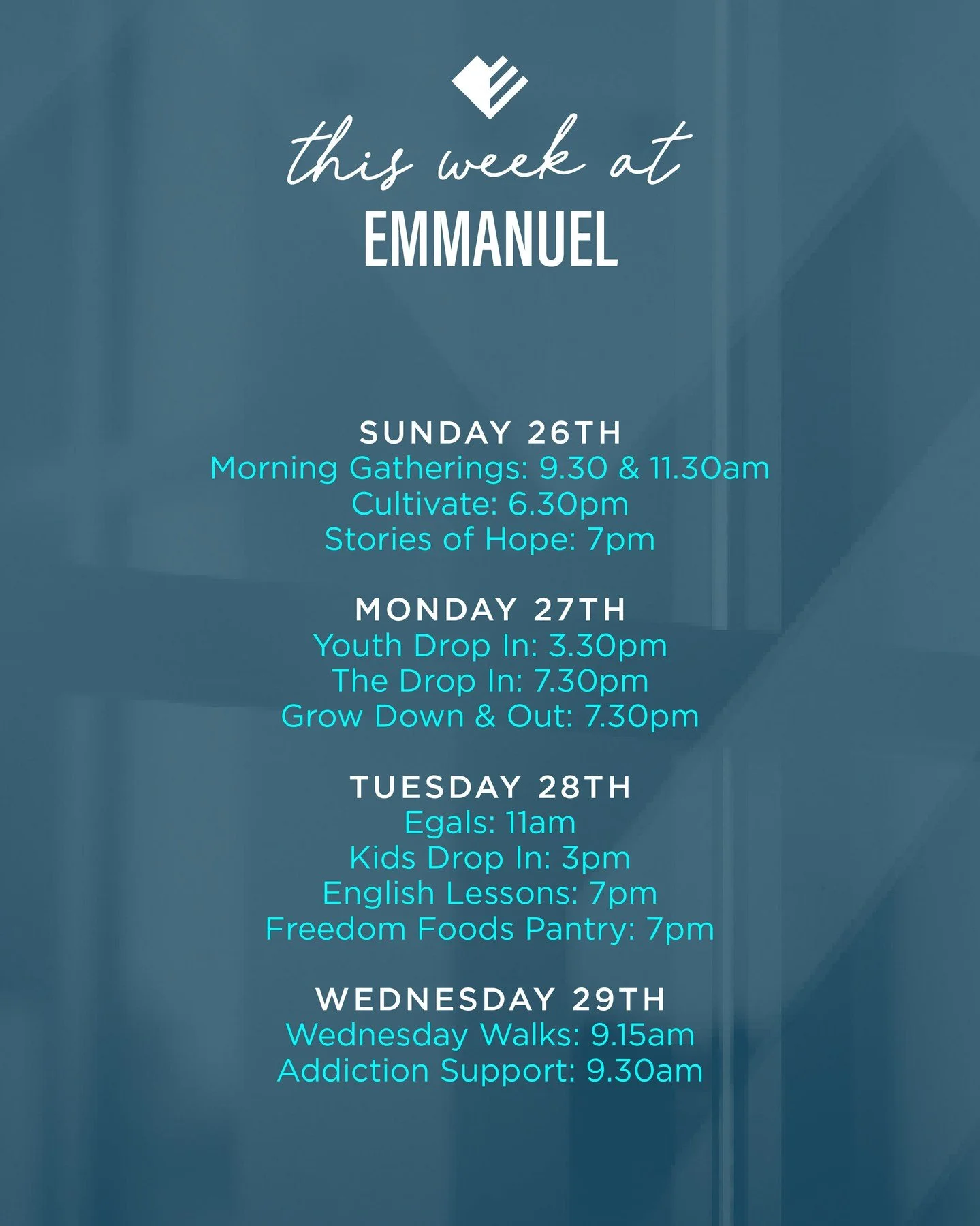 Check out what is happening this week at Emmanuel Lurgan!