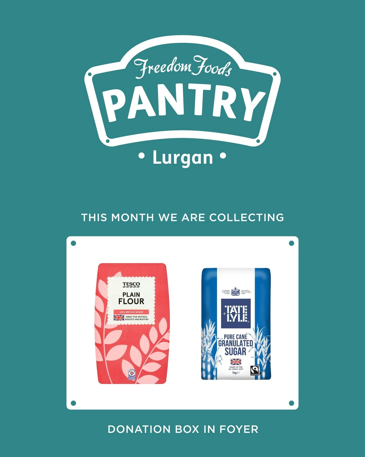 This month&rsquo;s pantry collection items are plain flour and sugar. You can place these items in the designated box in the foyer. Thank you for your support and generosity.