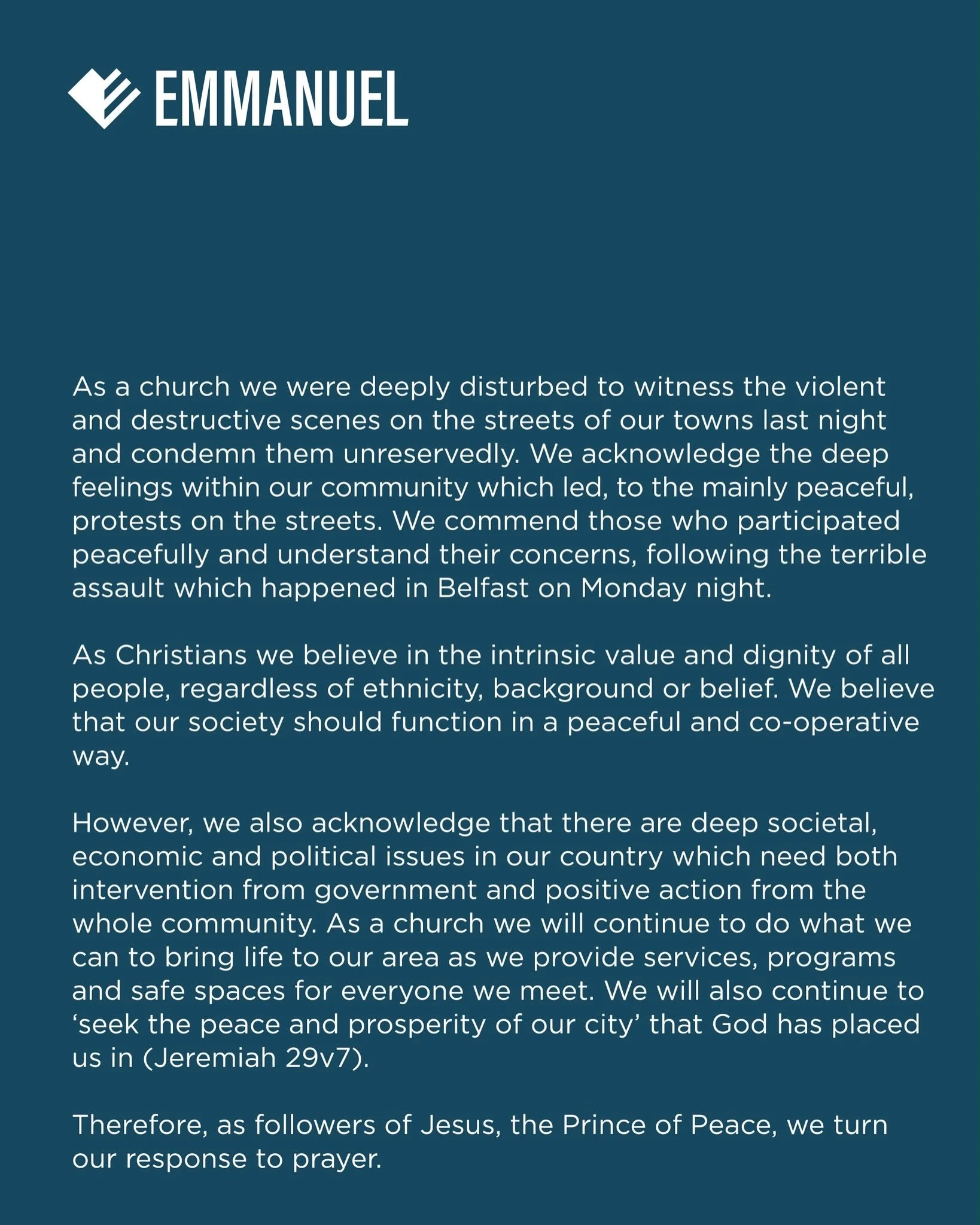 A prayerful response to recent events.
