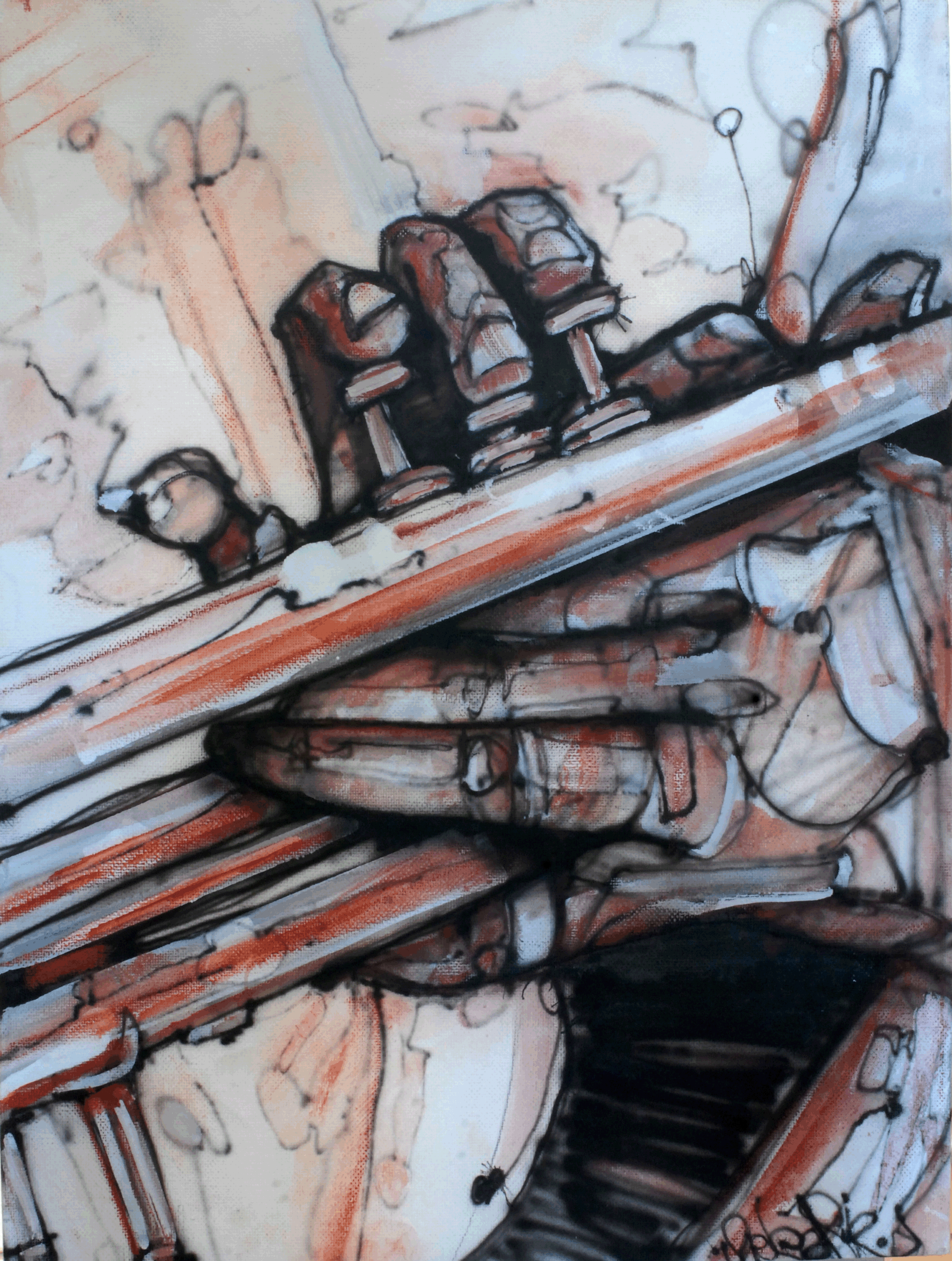 détail aérographe sur toile