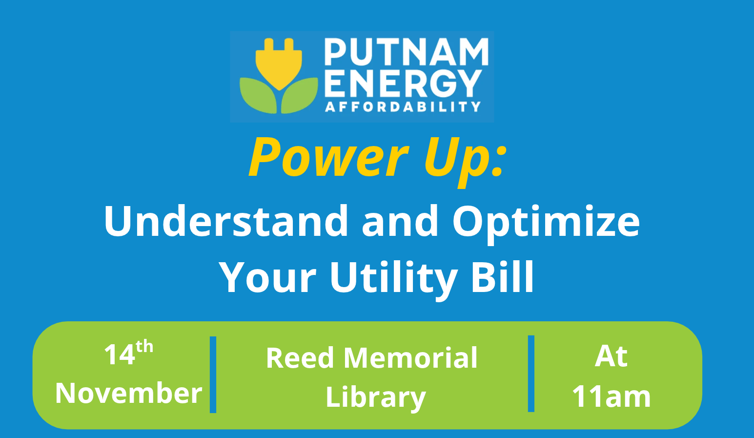 Putnam: Utility Bill Workshop at Reed Memorial Library
