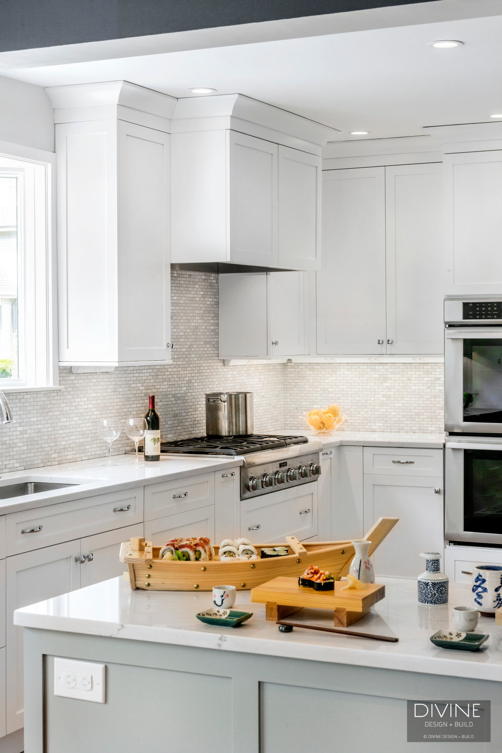 Boston Transitional Kitchen Grey Peninsula Divine Design Build