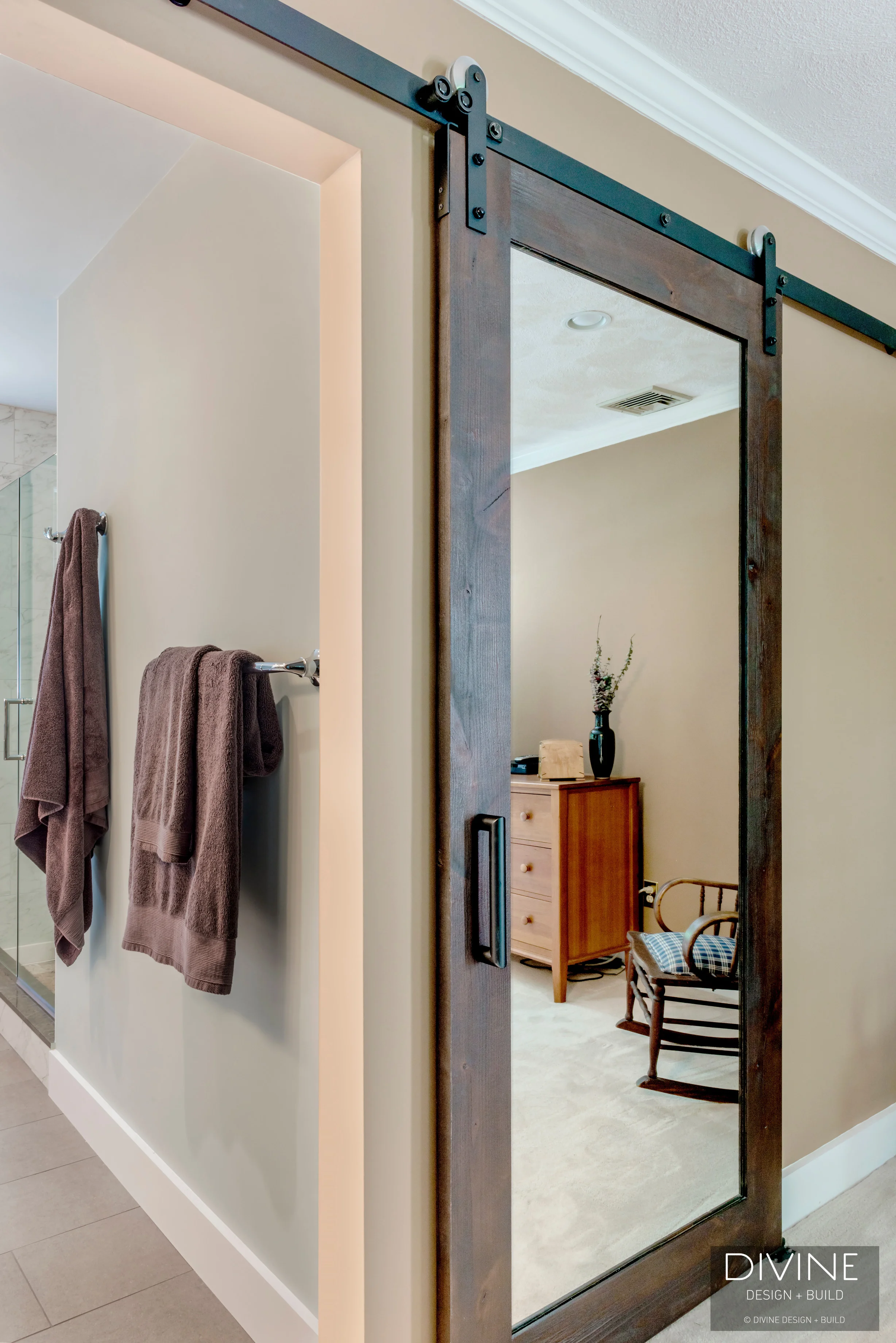 Boston Dover Transitional Master Bathroom Barn Doors ??? Divine Design+Build