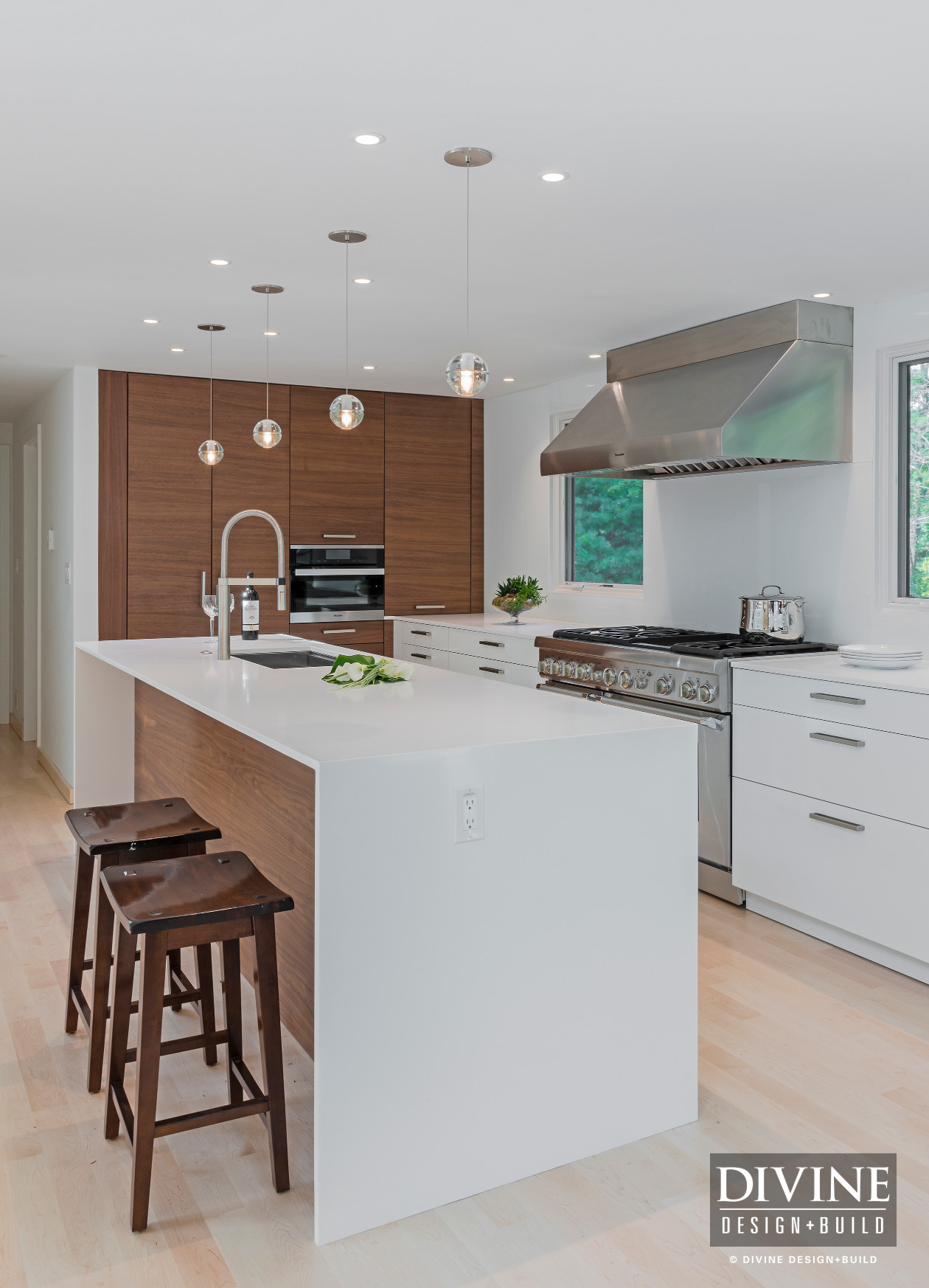 Boston Bedford Contemporary Kitchen Wood Accents — Divine Design+Build