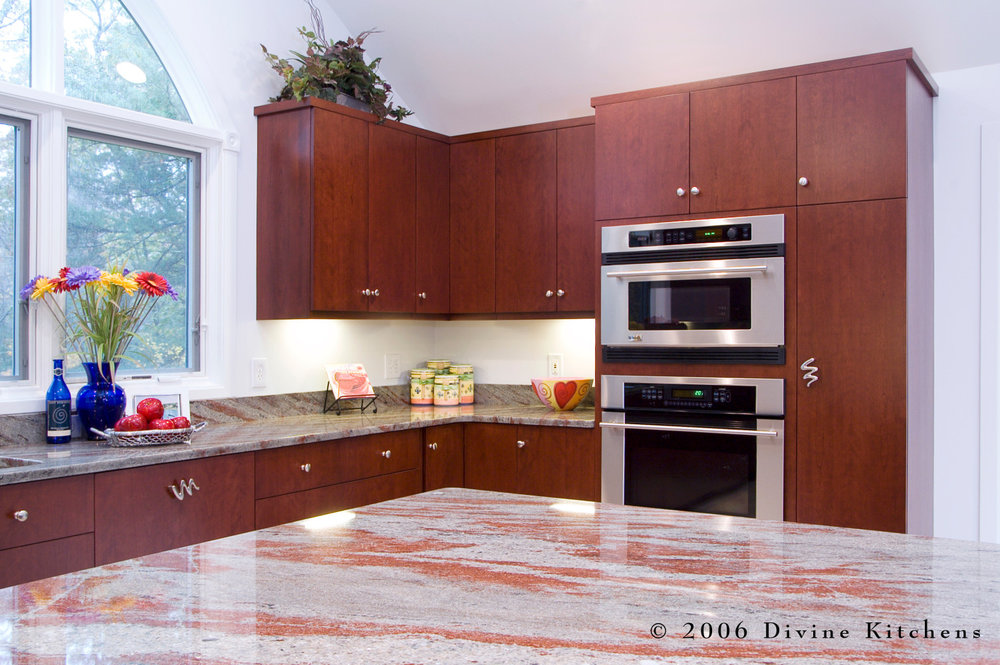 Boston Metrowest Modern Contemporary, Red Marble Kitchen Countertops