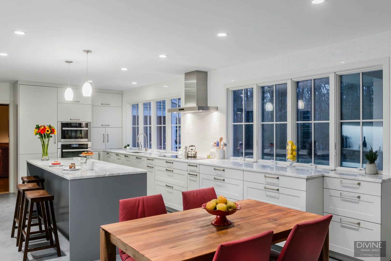 Boston Metrowest Transitional Leicht Kitchen Lots of Windows — Divine  Design+Build