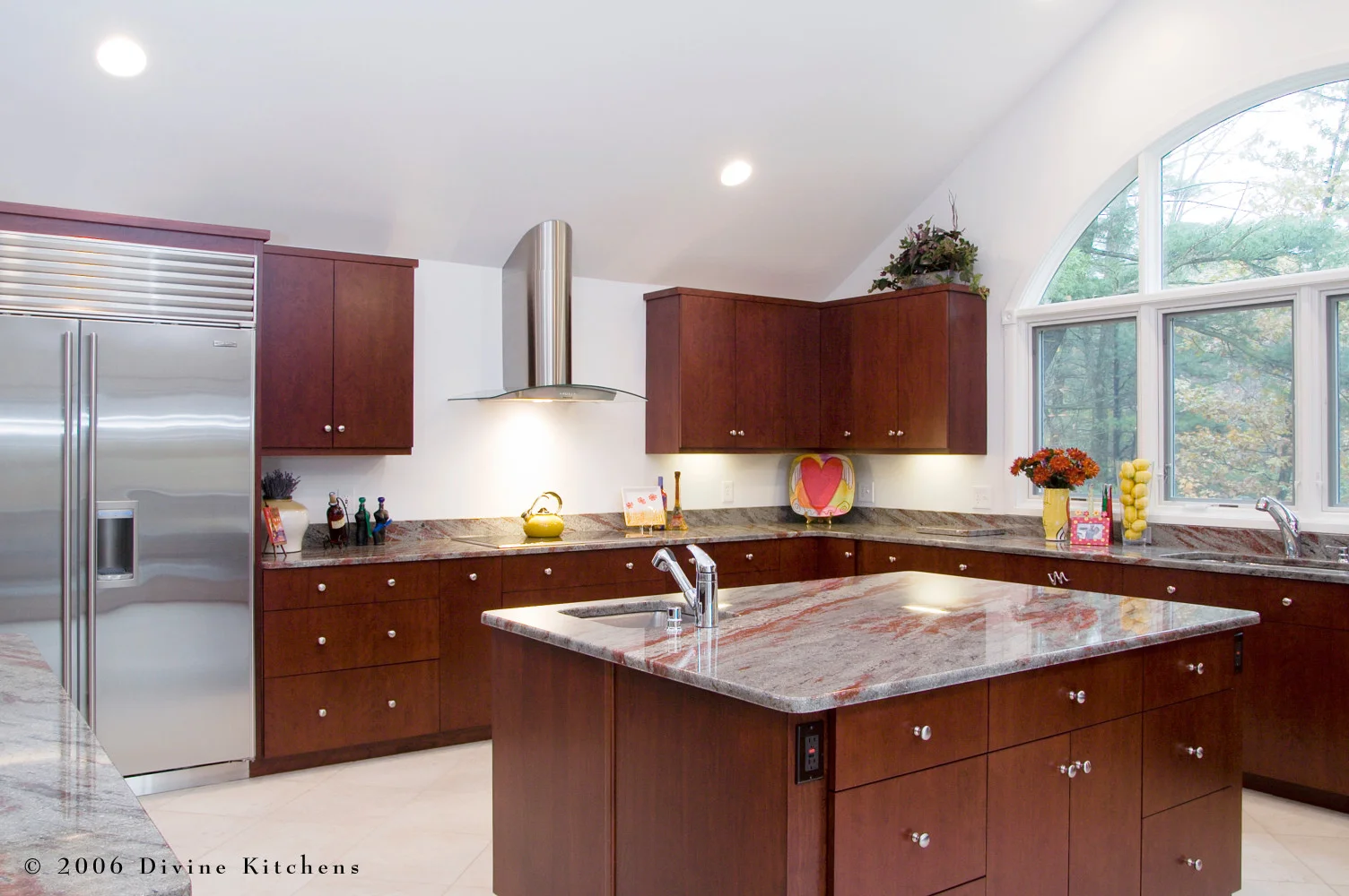 Boston Metrowest Traditional Kitchen Two Tone Island — Divine Design+Build