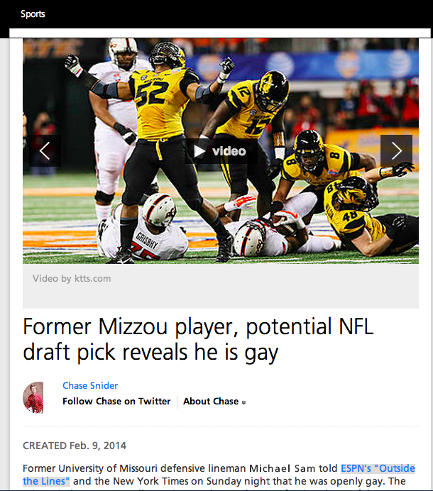 Missouri's Michael Sam, Public Response, and The First Amendment