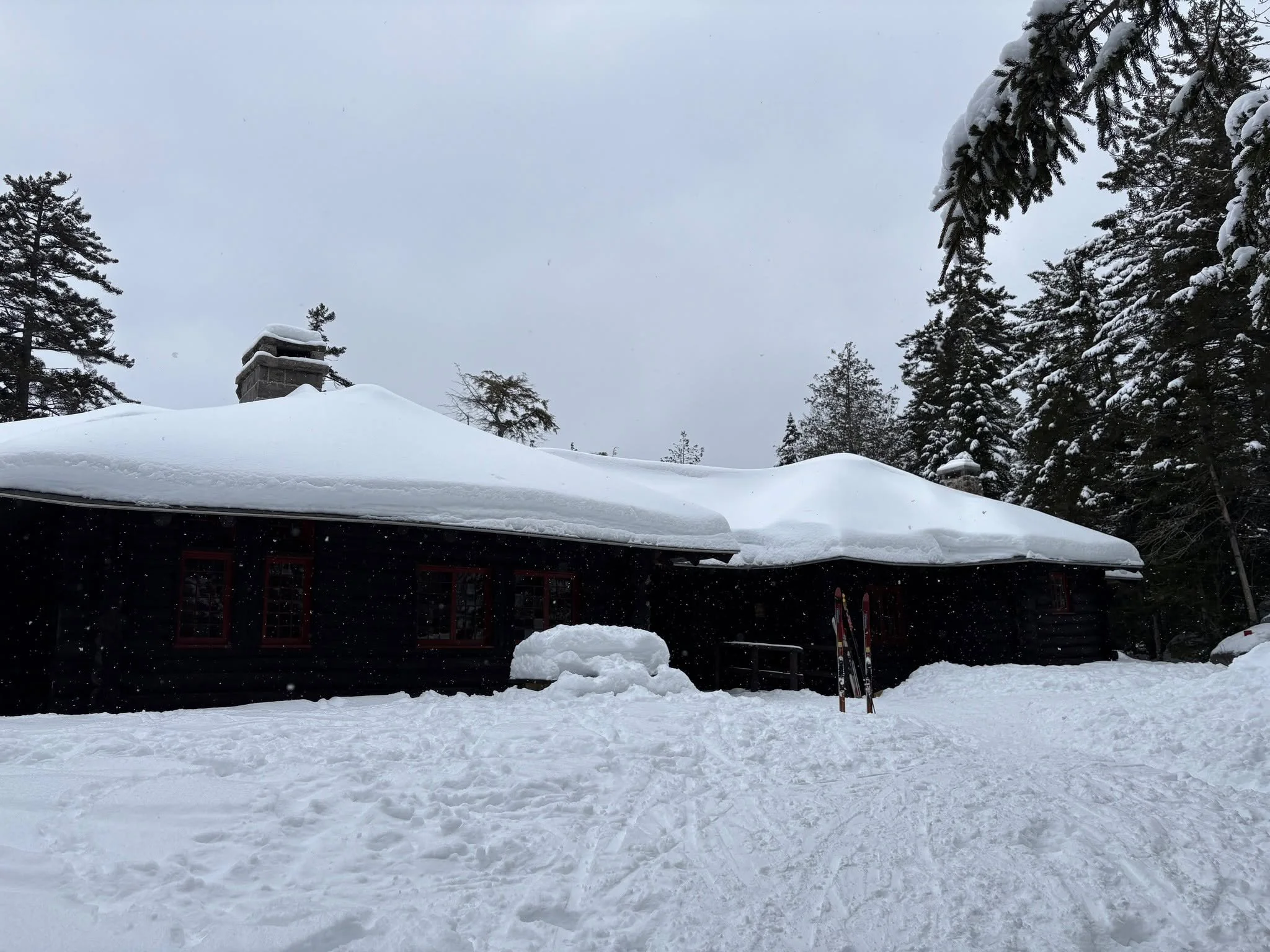 We may be biased, but we think the buildings of the #SantanoniPreserve look amazing in the snow. 
❄
Come see for yourself at our final Winter Weekend, next Saturday, March 14, and Sunday,  March 15. Snowshoe or ski to the Main Camp for hot beverages 