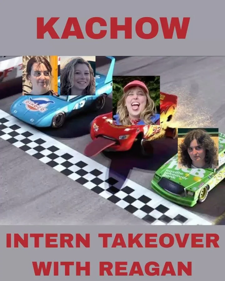 Kachow!!! ⚡️🚗⚡️
Intern Reagan is finally in the race! 🤩
As the artist of the bunch, I decided to show case my day through collage! 🎨🖌️
Main camp consisted of painting the new glaze putty on some windows! I also gave a few tours to folks that made