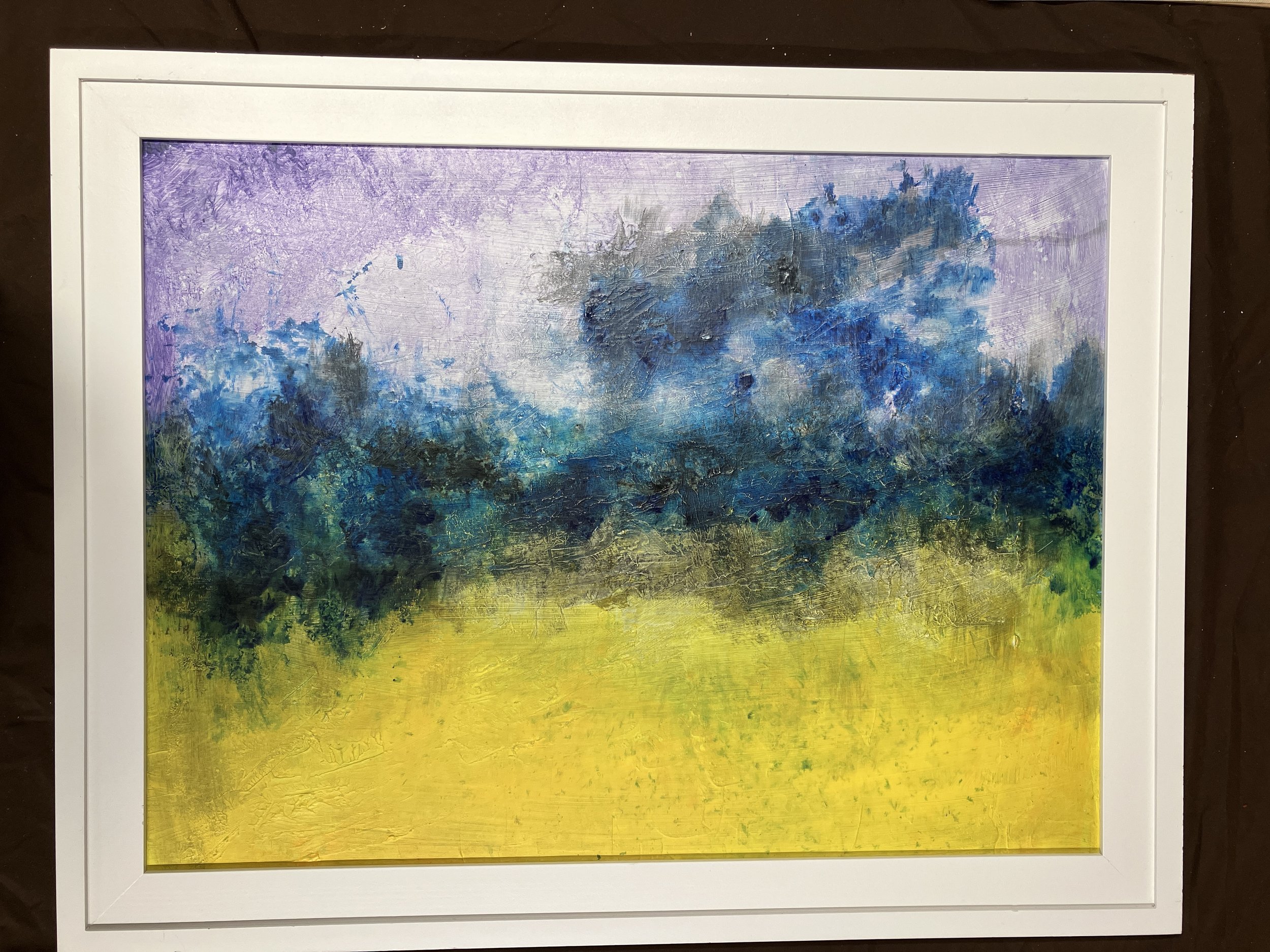   David Cyl  uses Venetian plaster base to provide texture and artifacts to the acrylic paint. This abstract landscape titled  Sun Field  is&nbsp;reminiscent&nbsp;of his hometown in the&nbsp;UK. 