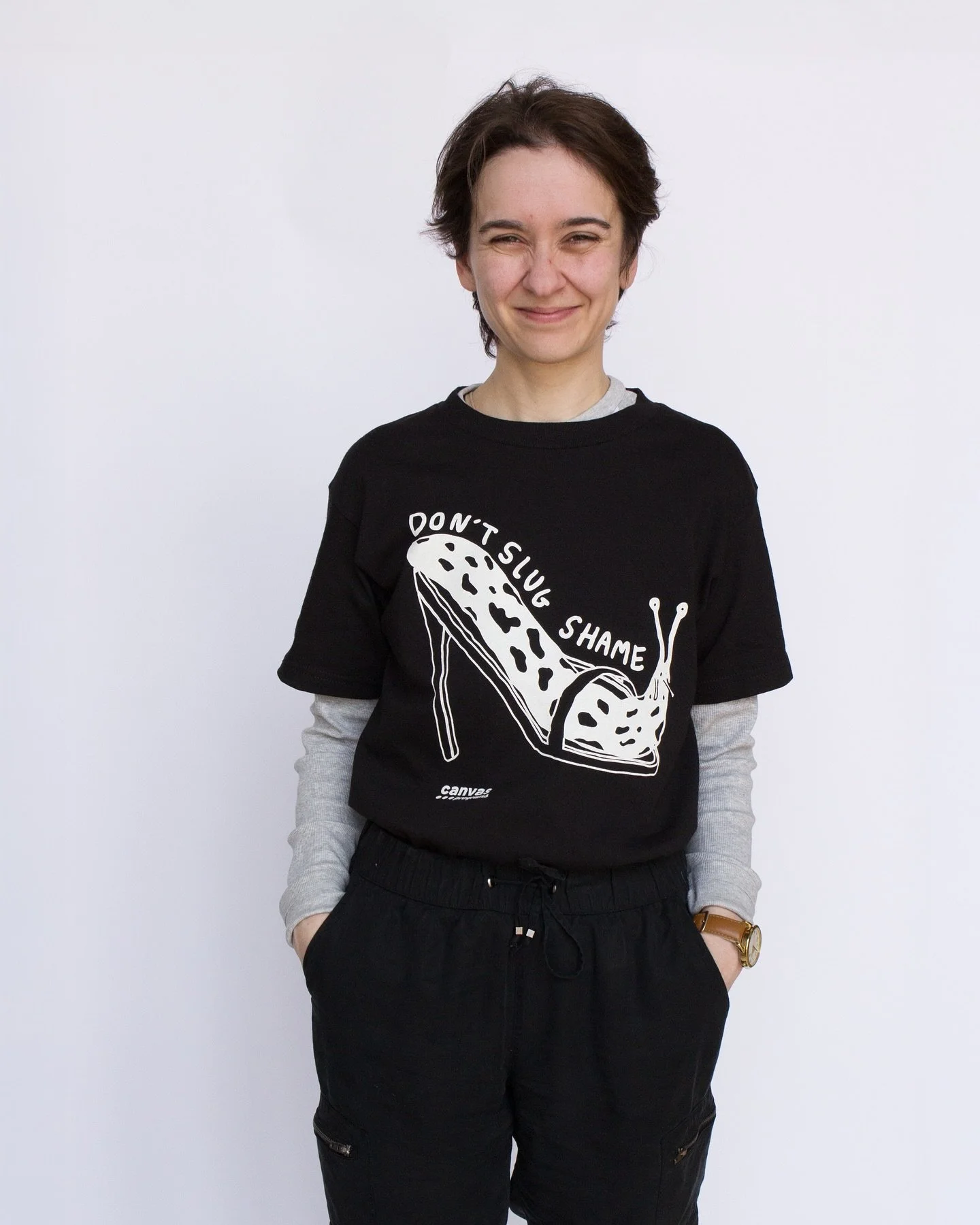 Slugging it up with our pal Syd! Join the slug movement this spring! Get your Don&rsquo;t Slug Shame Shirt now! Shop link in bio. 🐌