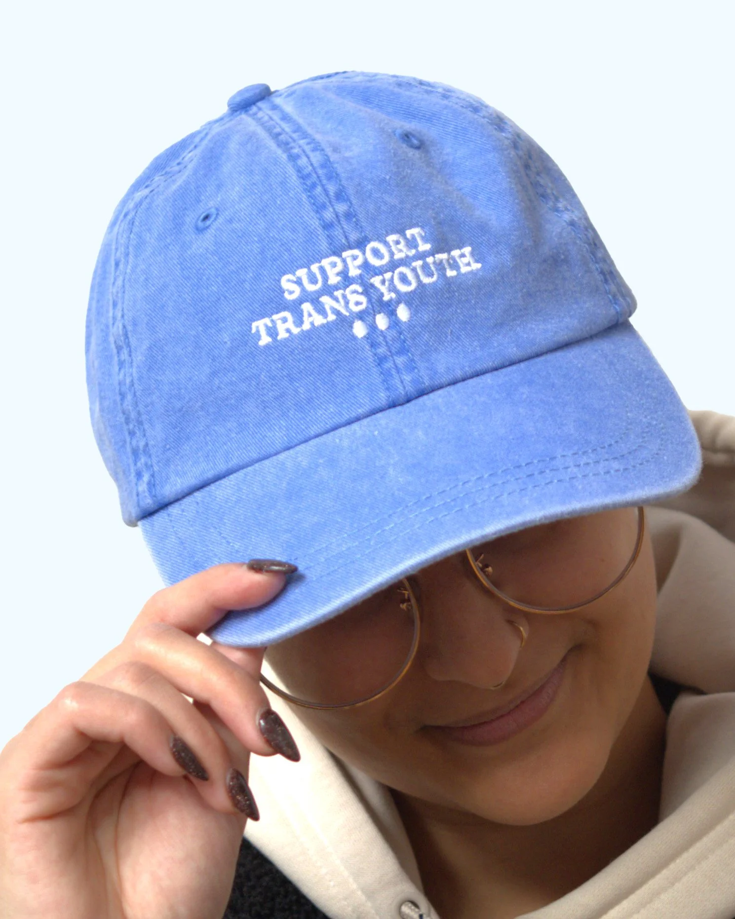 Support Trans Youth Cap-close up.jpg