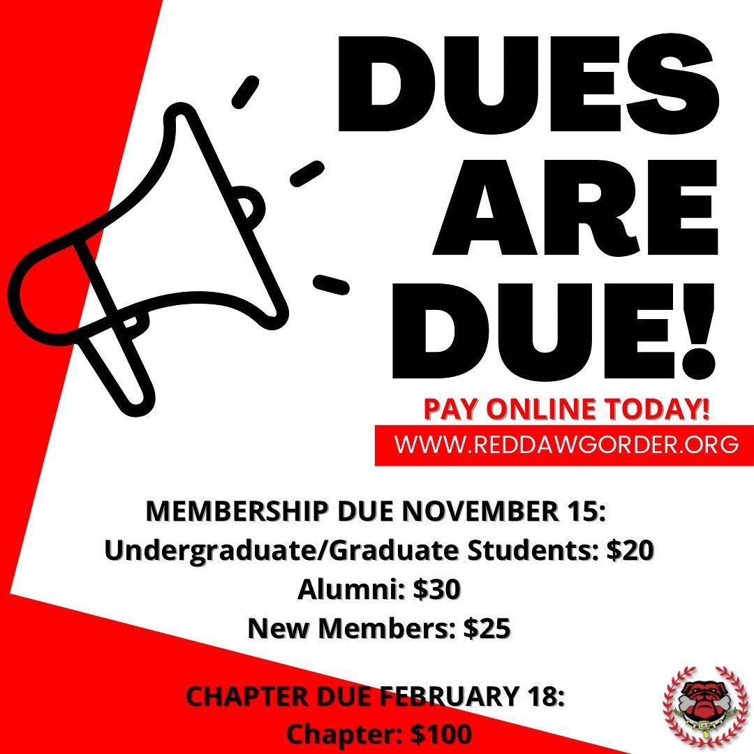 Dawgs! 🐶 Dues are DUE! Please be mindful that if your chapter is active, doesn&rsquo;t mean you are active. You must pay your individual dues! 

Alumni - Half of your dues go towards the &ldquo;Omega Chapter Fund&rdquo; to help support the families 