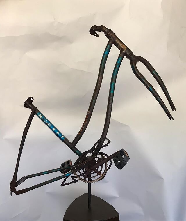 Just finished! &ldquo;Mean Streets #3, Des-urrection Res-urrection&rdquo; #art #sculpture #bikeart #steelsculpture #foundinthestreet #meanstreets